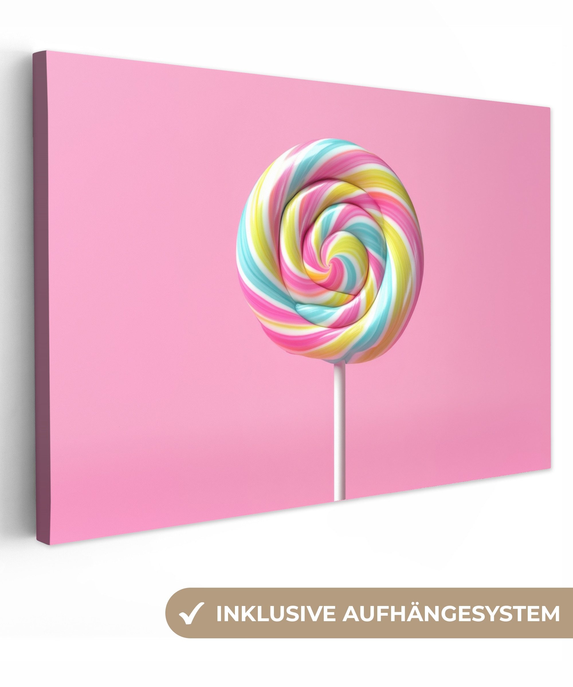 OneMillionCanvasses® Leinwandbild Lollipop - Rosa - Süßigkeit - Süß, Fotodr günstig online kaufen