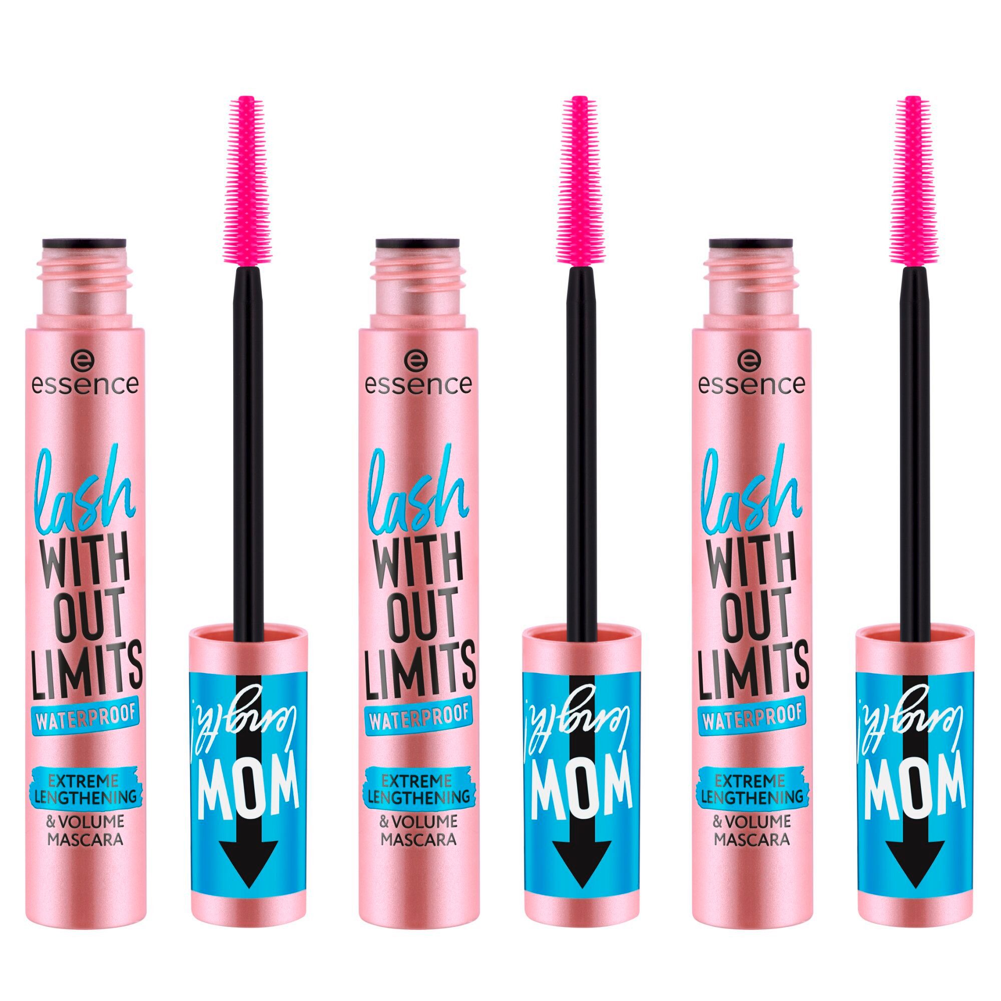Essence Тушь lash WITHOUT LIMITS WATERPROOF EXTREME LENGTHENING & VOLUME MASCARA, 3-tlg., 3-tlg., Wasserfest, hohe Deckkraft