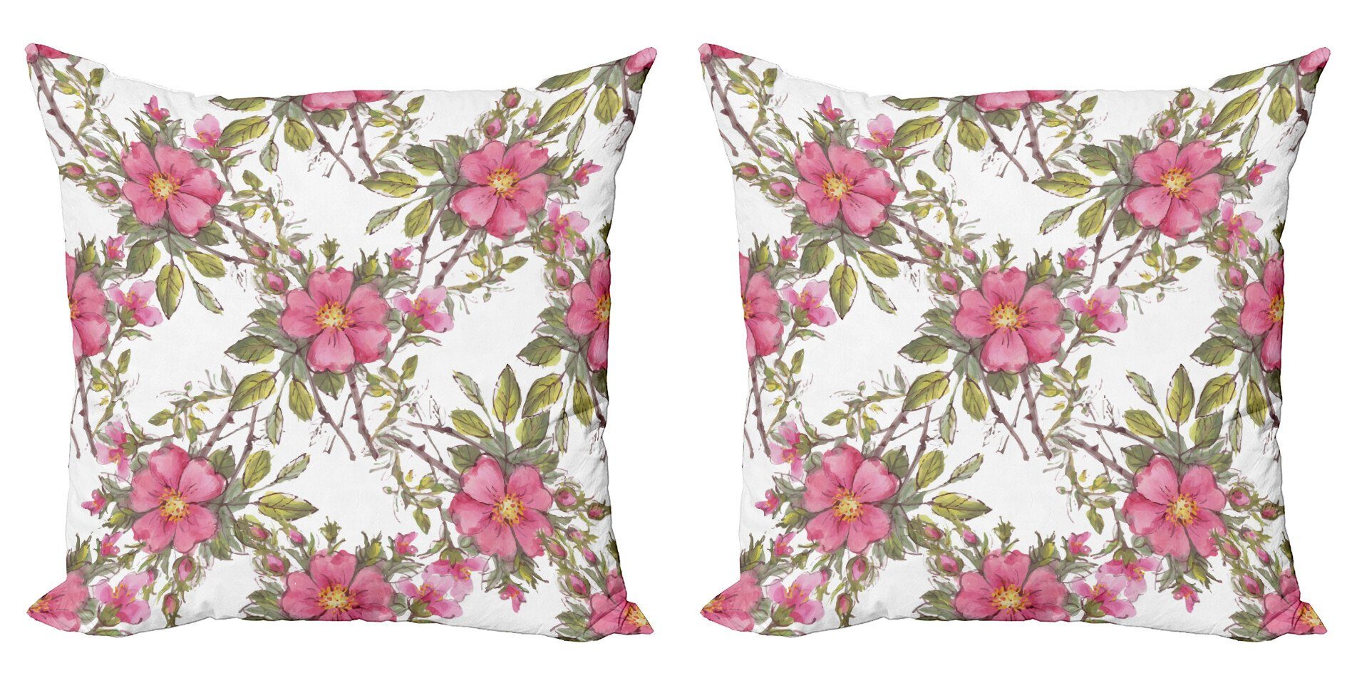 (2 Accent Blume Floral Modern Garden Doppelseitiger Abakuhaus Digitaldruck, Rose Dog Kissenbezüge Stück),
