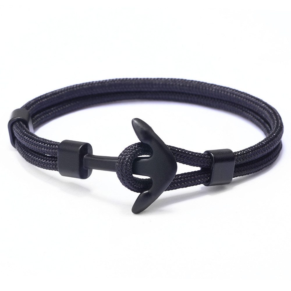 Eden Stone Armband Maritimes Ankerarmband Schwarz Verstellbares Segeltau Herren & Damen (1-tlg)