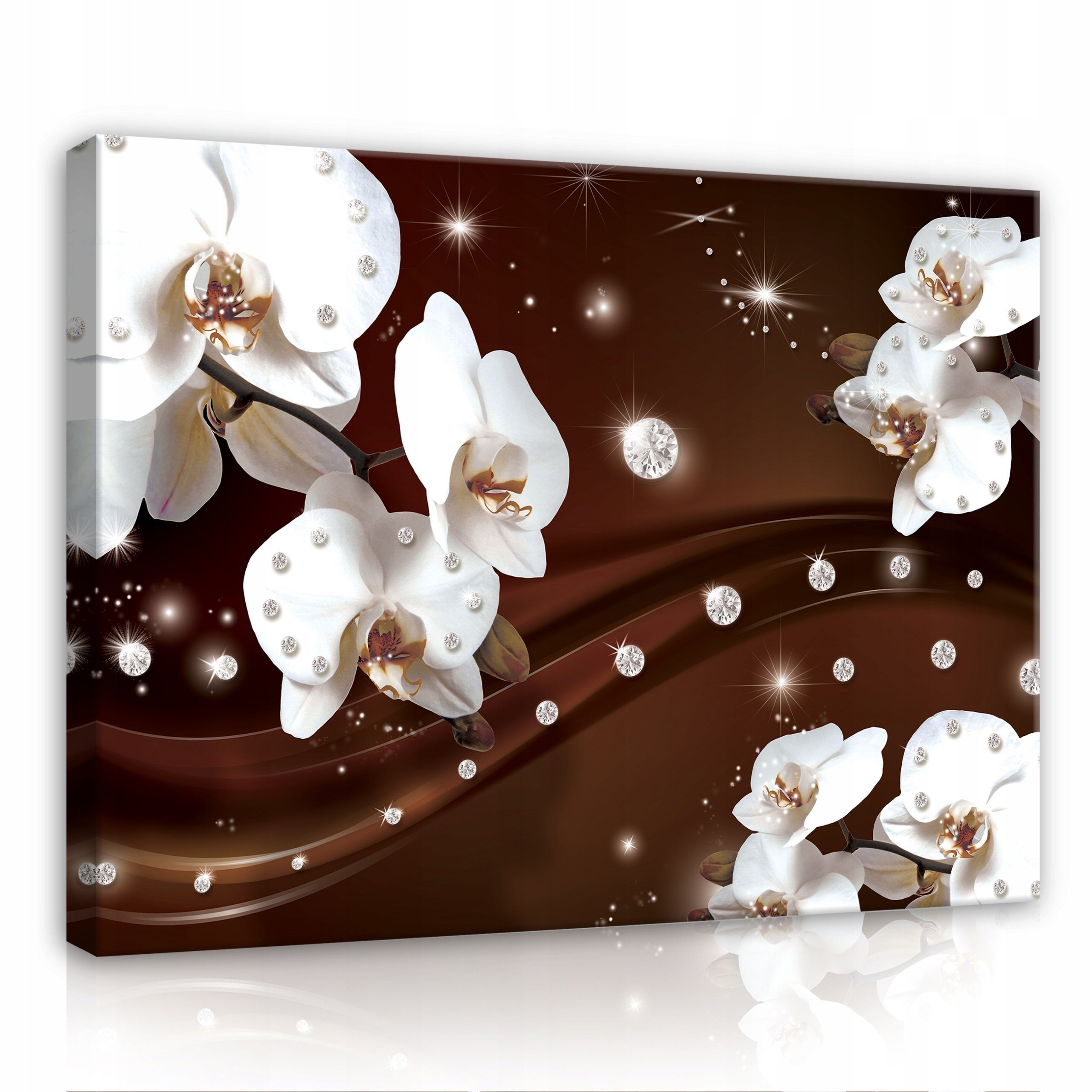 Wallarena Leinwandbild Blumen Abstrakt Orchidee Weiß Diamant Wandbild Groß XXL Wandbilder Leinwandbilder Modern Canvas Kunstdruck Bild Auf Leinwand Bilder für Wohnzimmer Schlafzimmer, (Einteilig), Aufhängefertig