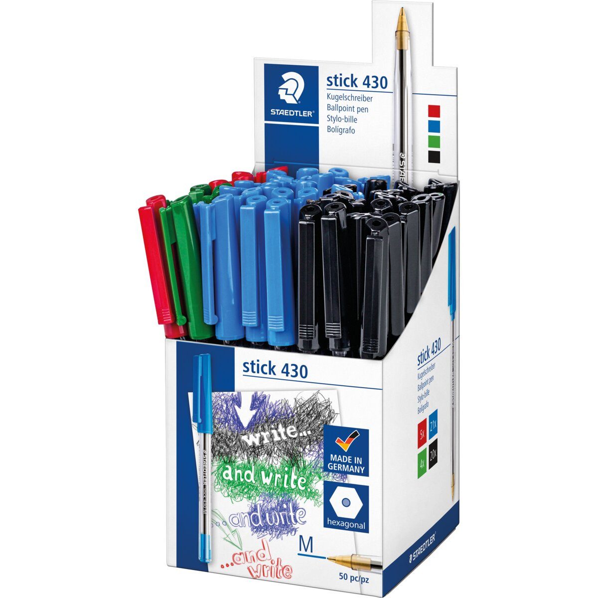 STAEDTLER Kugelschreiber Kugelschreiber stick 430 M Köcher 50 Stück