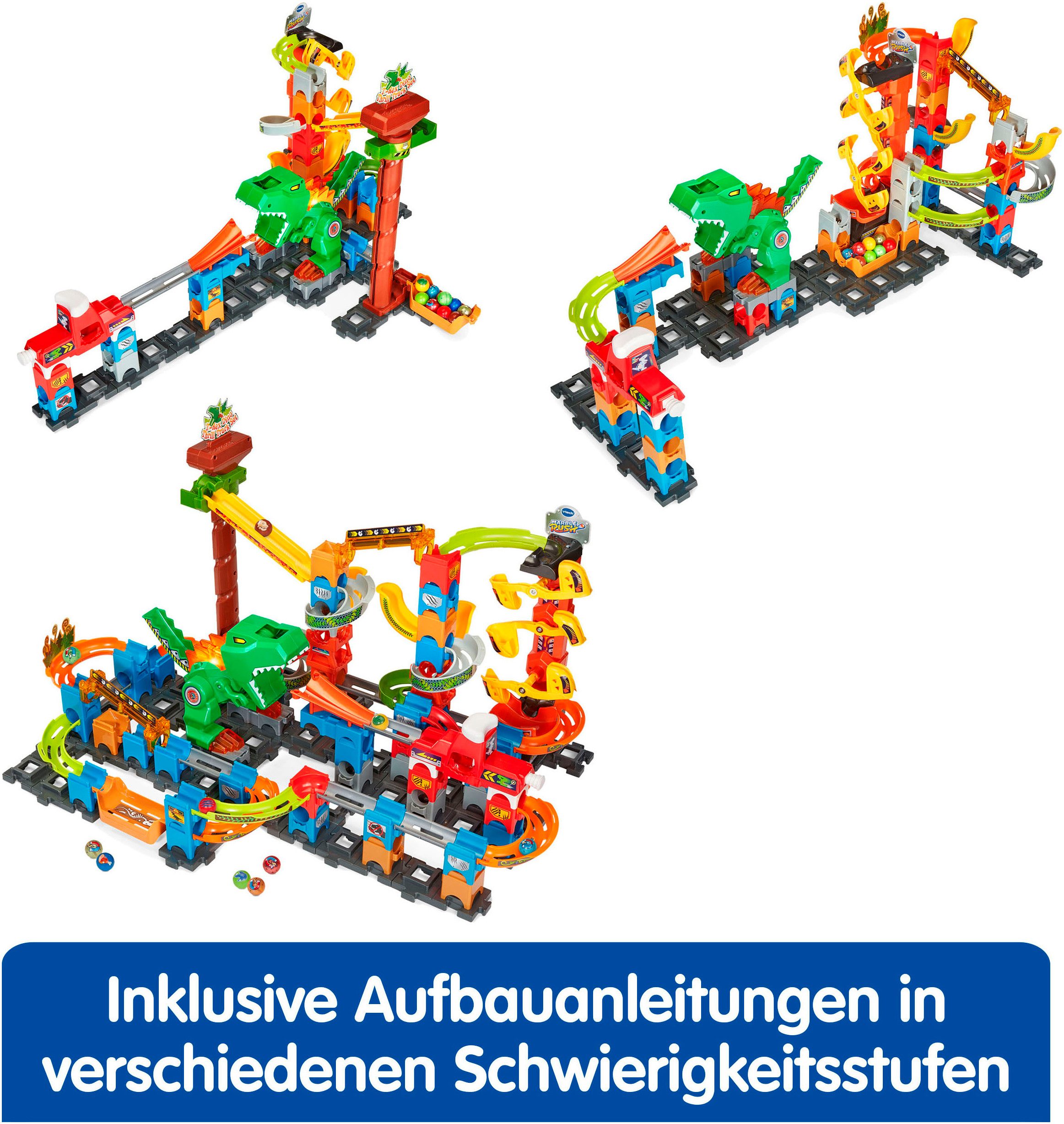 Vtech® Kugelbahn Marble Rush - Dino Adventures Magnetic Set XL400 E, mit Sound- und Lichteffekten