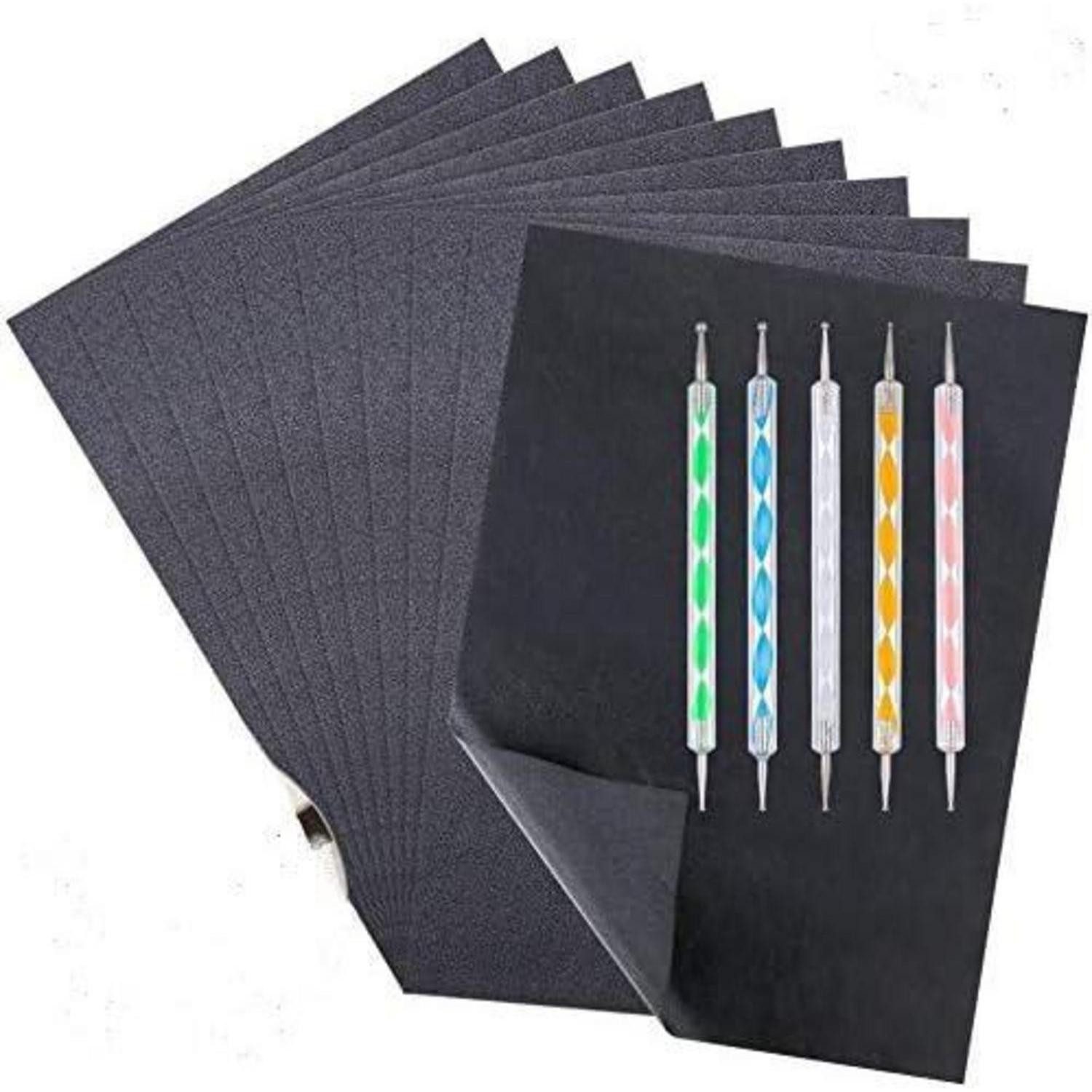 Bohoman Transparentpapier 100 Blatt Schwarzes Transferpapier mit 5 Stck Prägestift Set, A4