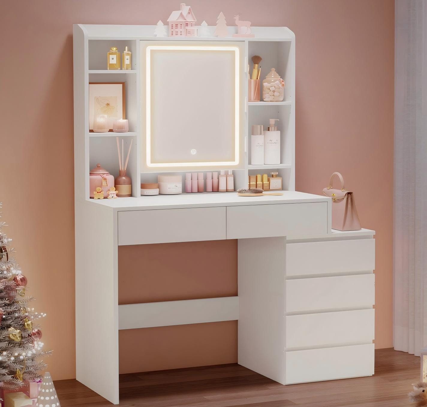 VASAGLE Schminktisch mit LED-Beleuchtung, Frisiertisch mit Spiegel (1 Tisch günstig online kaufen