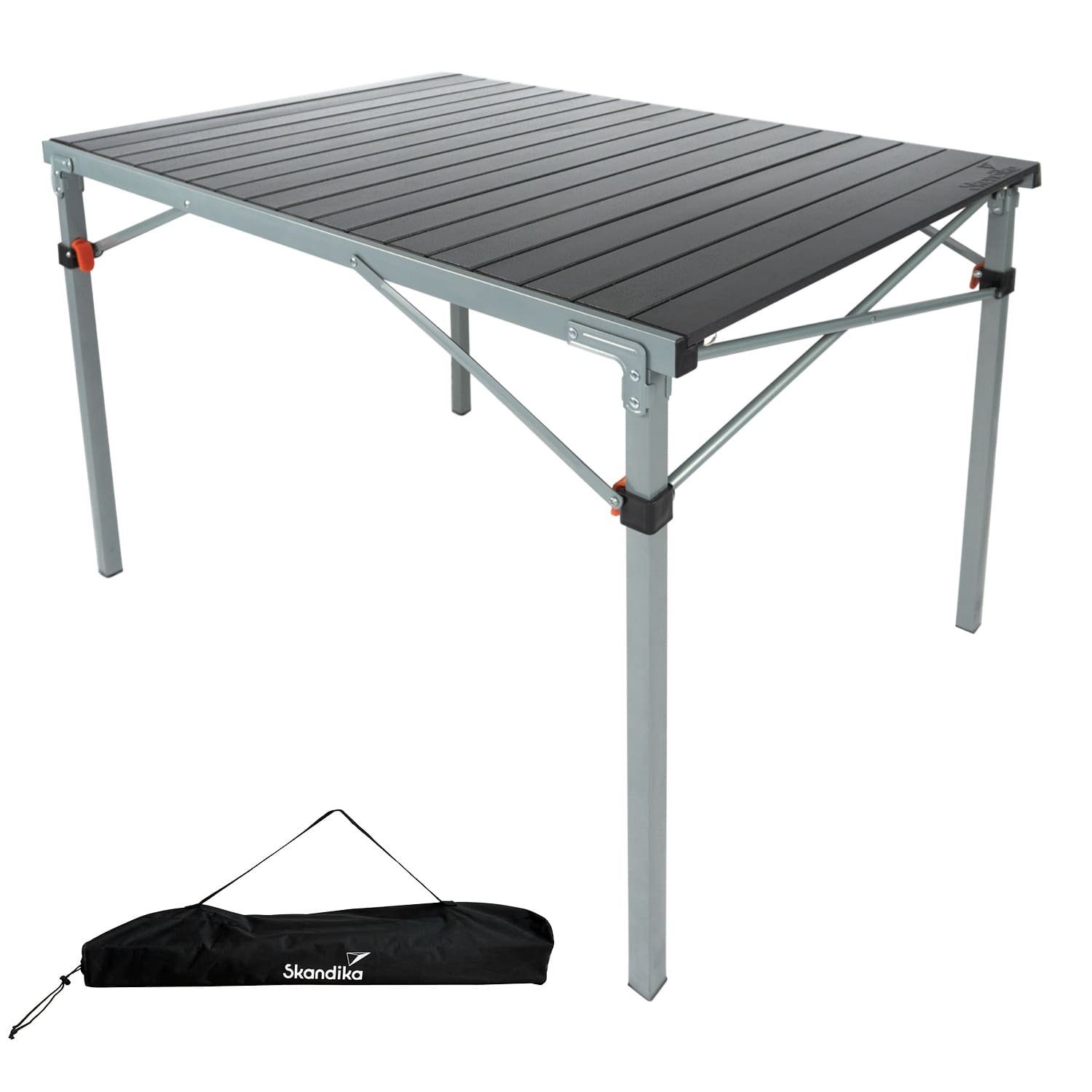Skandika Campingtisch Aluminium Klapptisch Maikku, einrollbare Tischplatte, wasserfest (Mit Korrosionsschutz, Wasserabweisend, Hitzeresistent), für 6 Personen, 80 kg Traglast, 107 x 70 x 70 cm, Falttisch für Garten