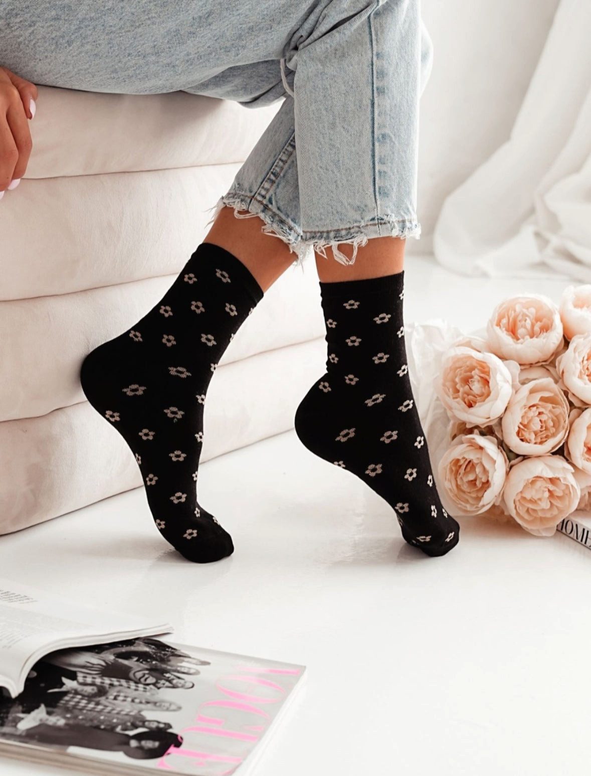 Lycille Socken SOCKEN AUS BAUMWOLLE MIT BLUMENMUSTER günstig online kaufen