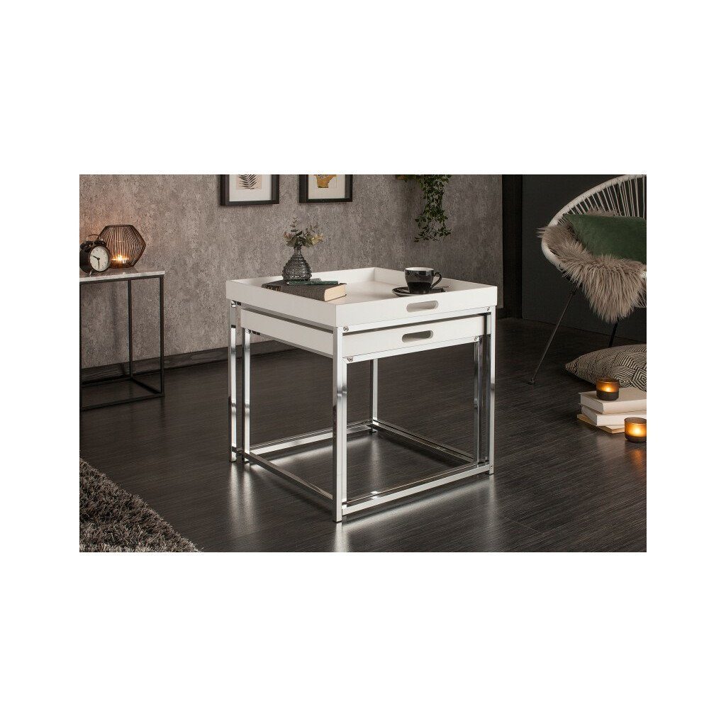Elements Schrank Beistelltisch Tisch Couchtisch 2er weiß Invicta Interior Beistelltisch Wohnzimmer