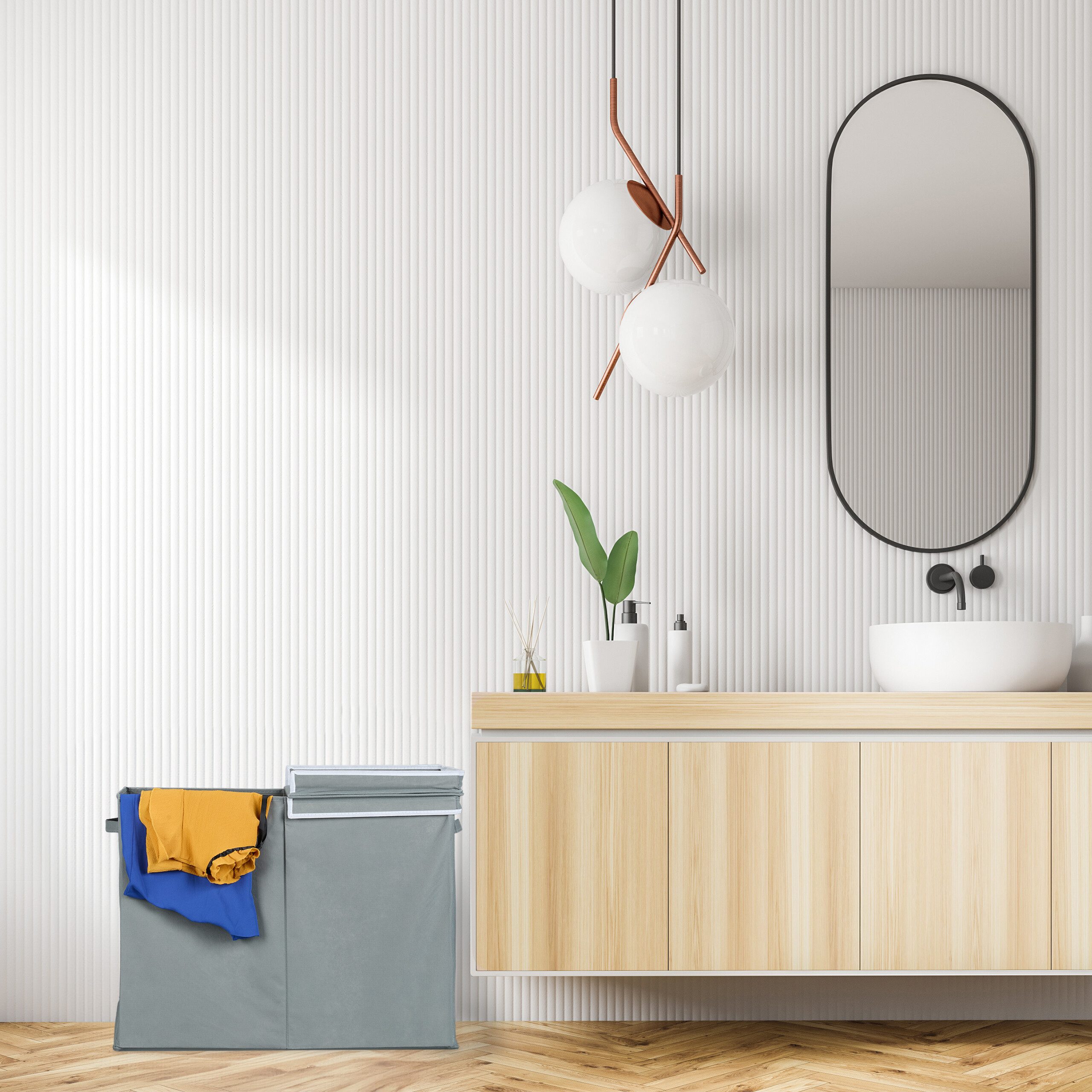 relaxdays Wäschekorb mit Deckel 100 Lit günstig online kaufen