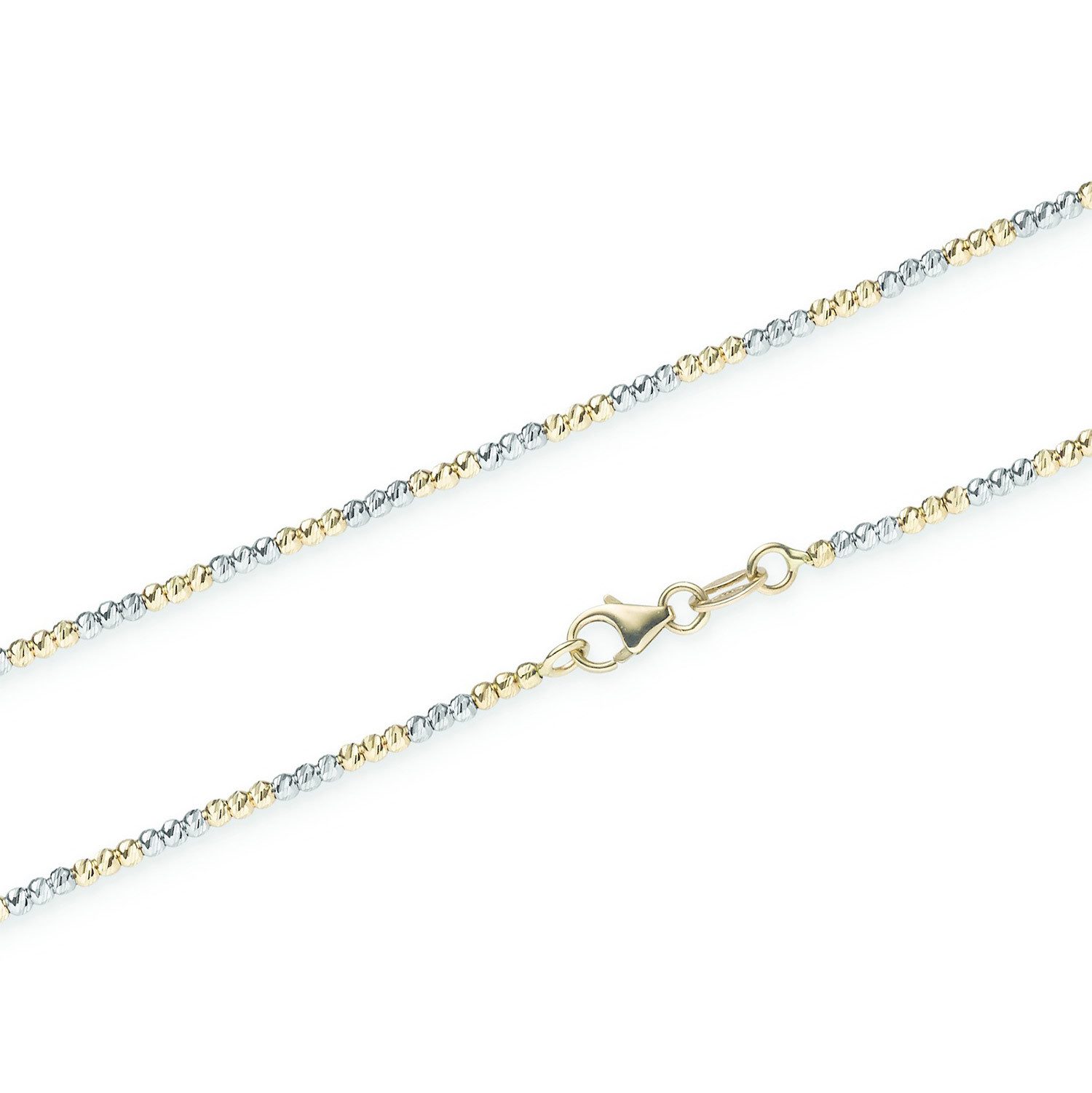 Goldkette Goldkette Kugelkette 1,8 mm 19 cm 585 - 14 Karat Gelbgold und Weißgold