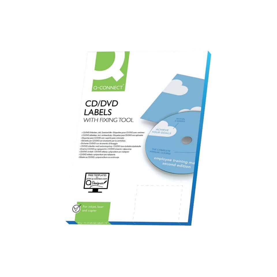 Q-Connect Etikett CD/ DVD-Etiketten Universaletikett CD 116D 25 Blatt KF01579