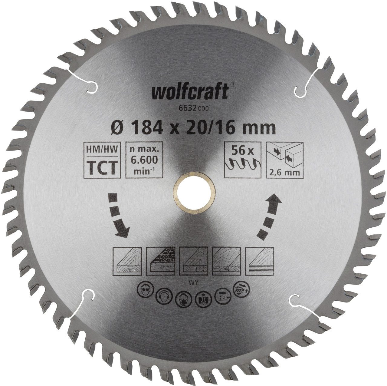 Wolfcraft Kreissägeblatt Wolfcraft Kreissägeblatt 184 x 20/16 mm 56 Zähne