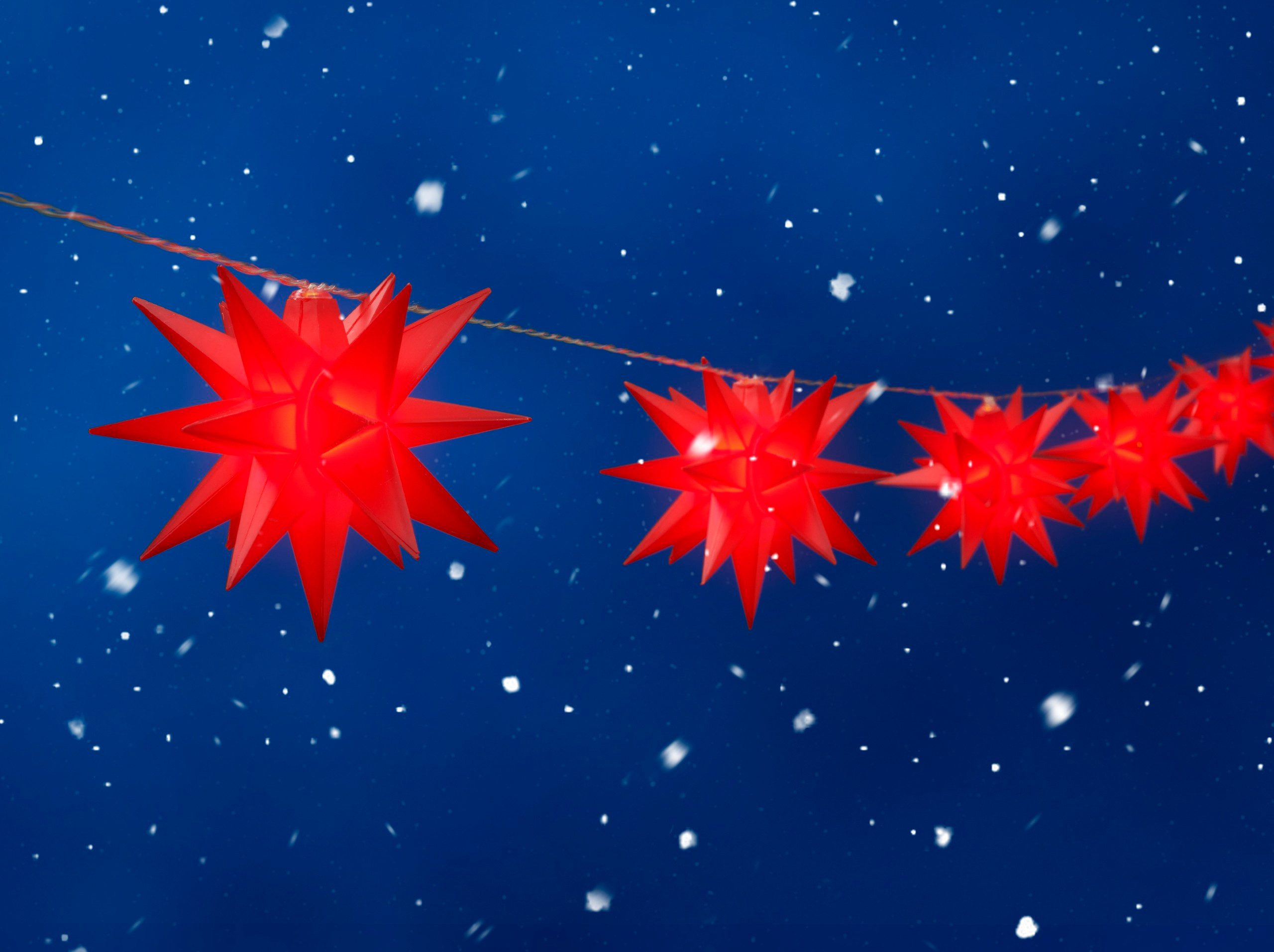 BONETTI LED-Lichterkette 10er Stern-Lichterkette mit warm-weißer LED Beleuchtung, batteriebetrieben, für Innen und Außen, Gesamtlänge ca. 415 cm