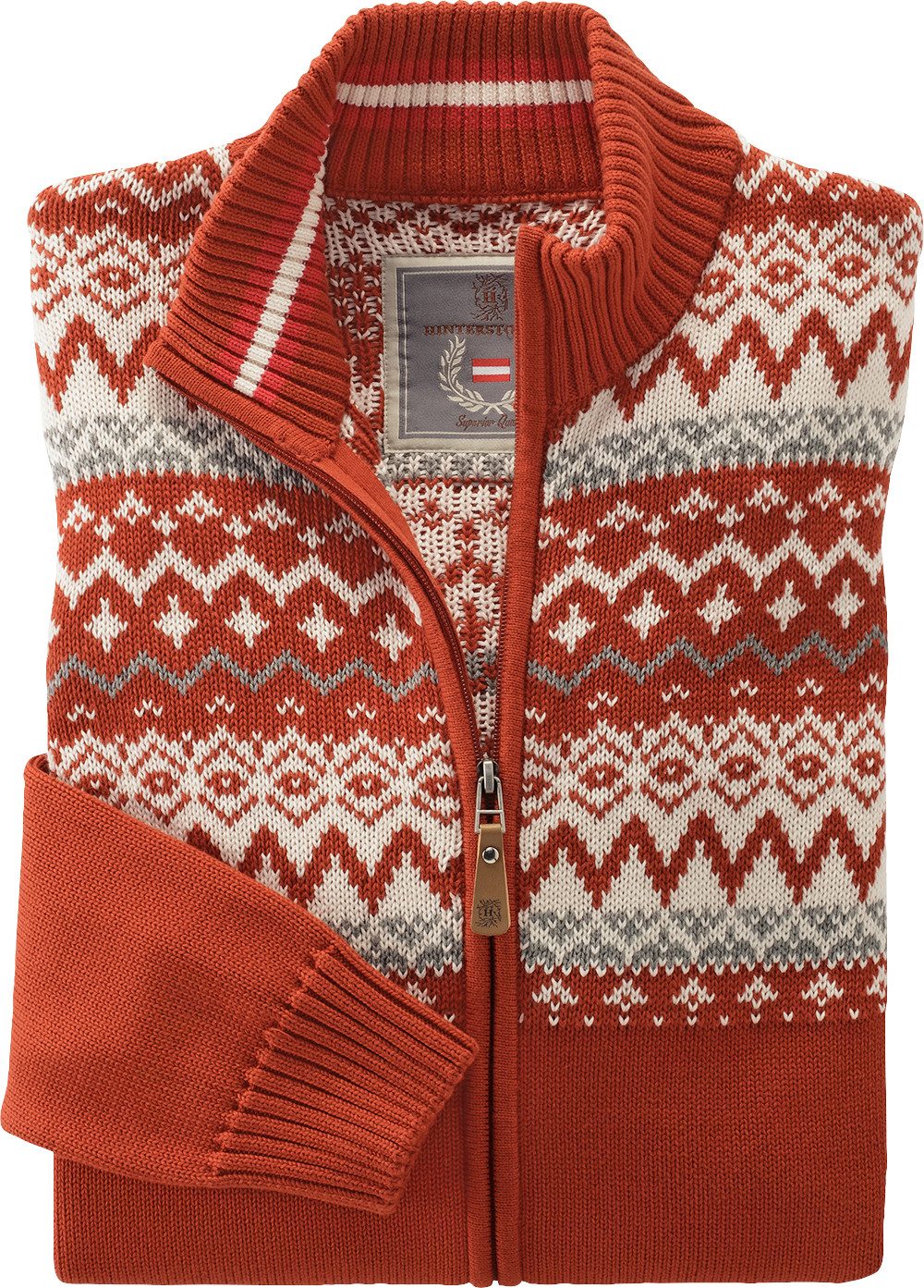Hinterstoisser Strickjacke Mit charakteristischem Norweger-Muster