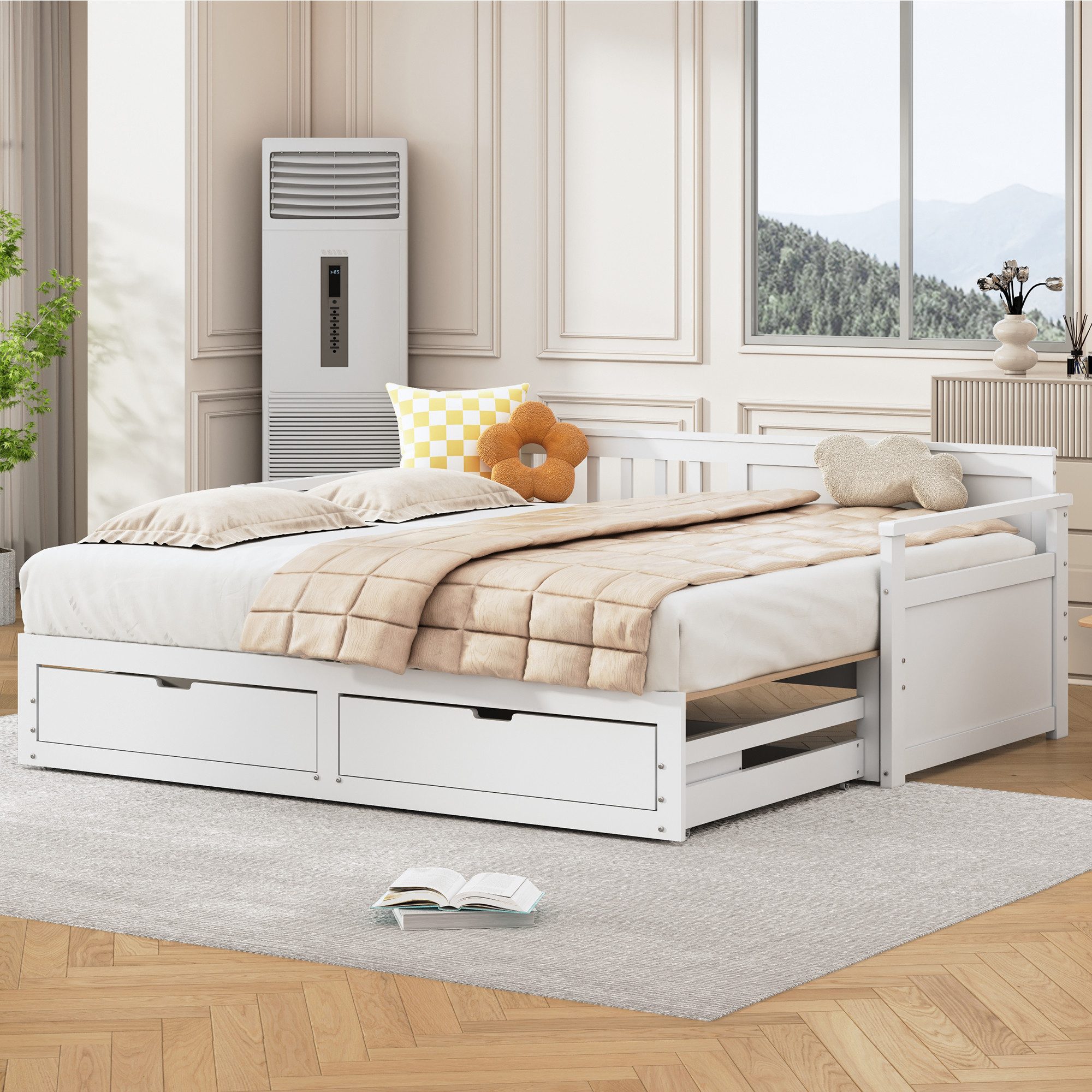 MODFU Schlafsofa Multifunktionales Zwei-in-Eins-Tagesbett, mit Kiefernbett, günstig online kaufen