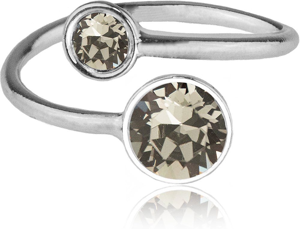 LUISIA® Solitärring "Fjella mit zwei Kristallen von Swarovski®" (inkl. Schmuckbox)