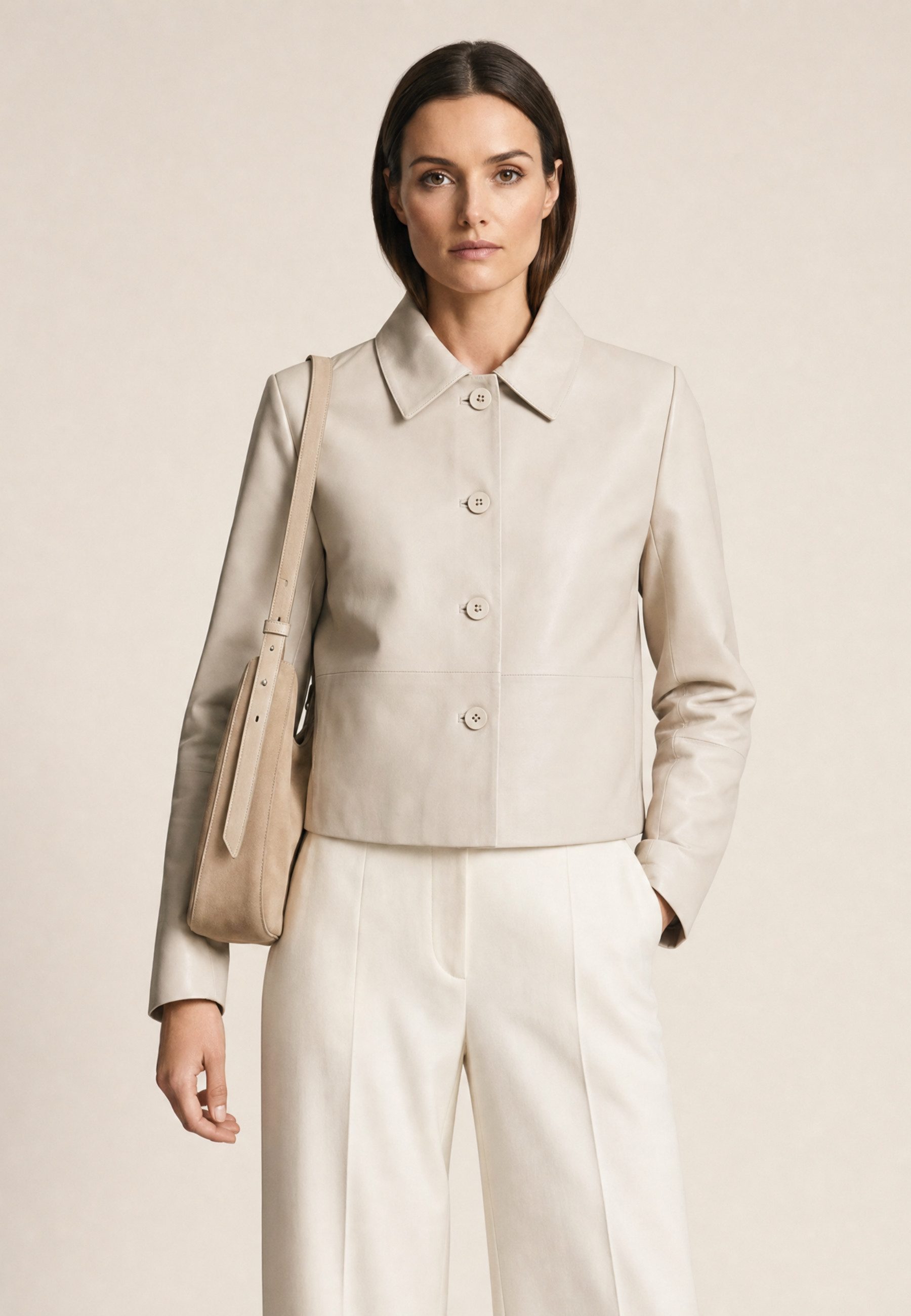 RICANO Lederjacke Cecila Lederjacke im Bolero-Stil mit Polokragen