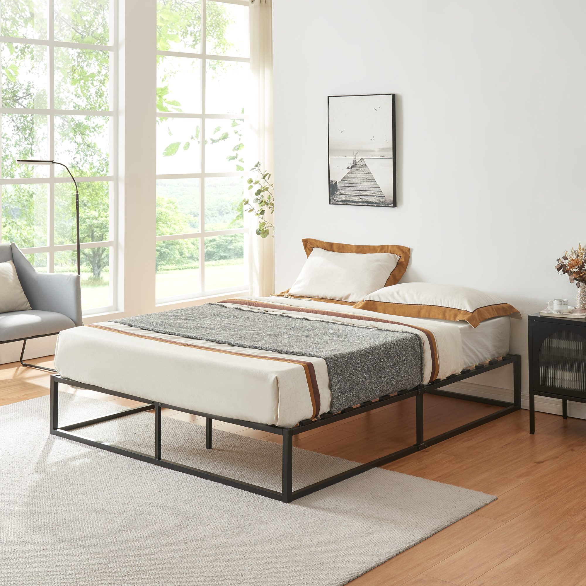 en.casa Metallbett, »Kreta« Bettgestell Schwarz - günstig online kaufen