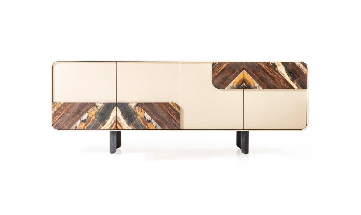 JVmoebel Anrichte Design St., Modern Made Anrichte), Europe Beige Schrank (1 Möbel Anrichte Sideboard Holz in