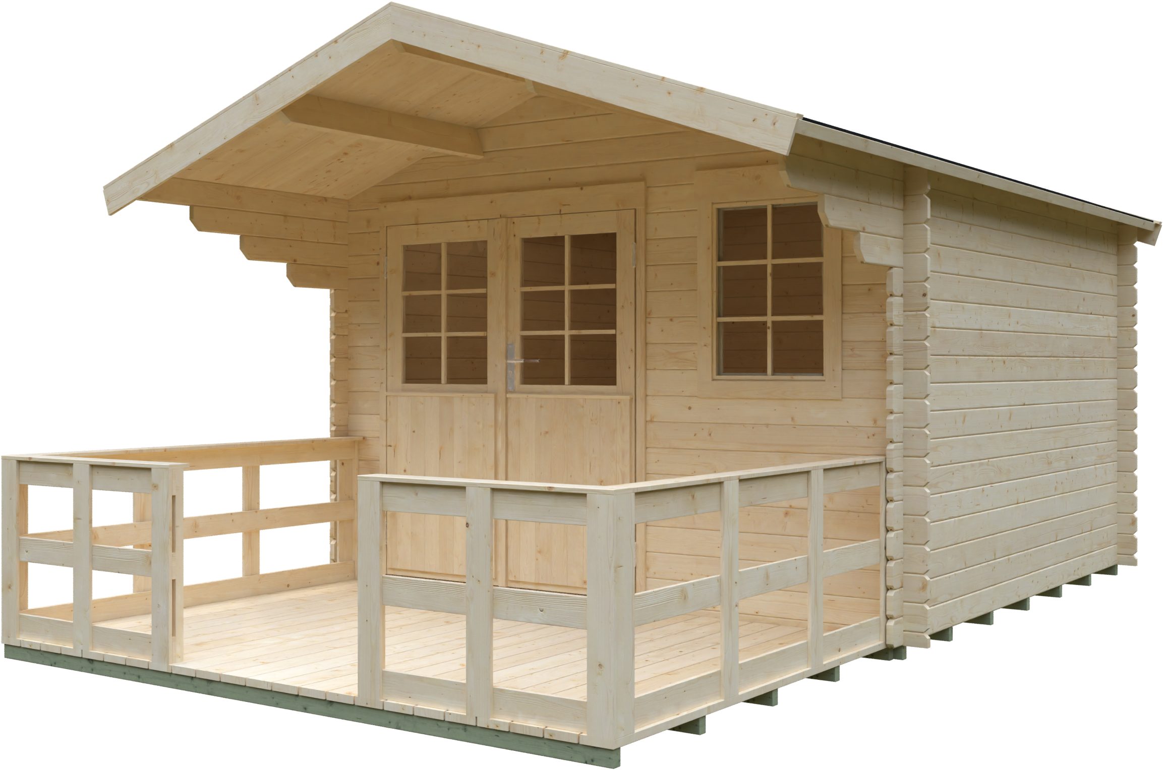 KONIFERA Gartenhaus Kallenberg 2 aus naturbelassenem Fichtenholz, BxT: 340x443 cm, mit Terrasse, Vordach und Fußboden