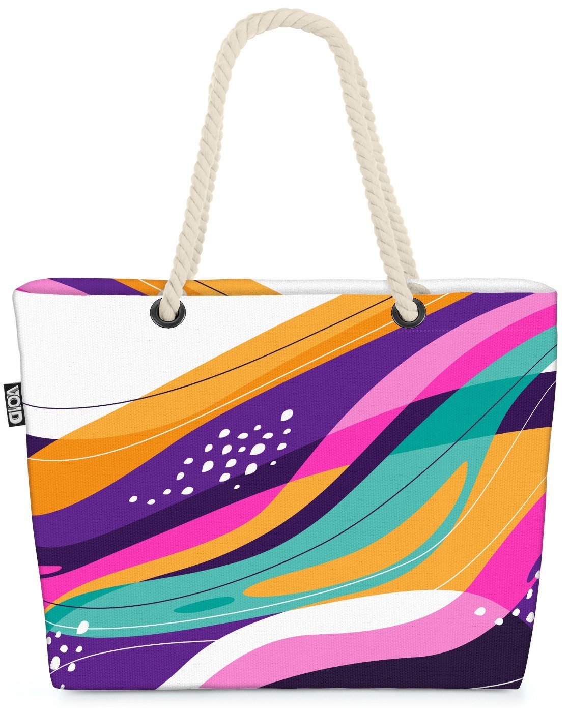 VOID Strandtasche (1-tlg), Color Waves Beach Bag abstrakt welle regenbogen bunt Kunst design kurve rauch | Strandtaschen