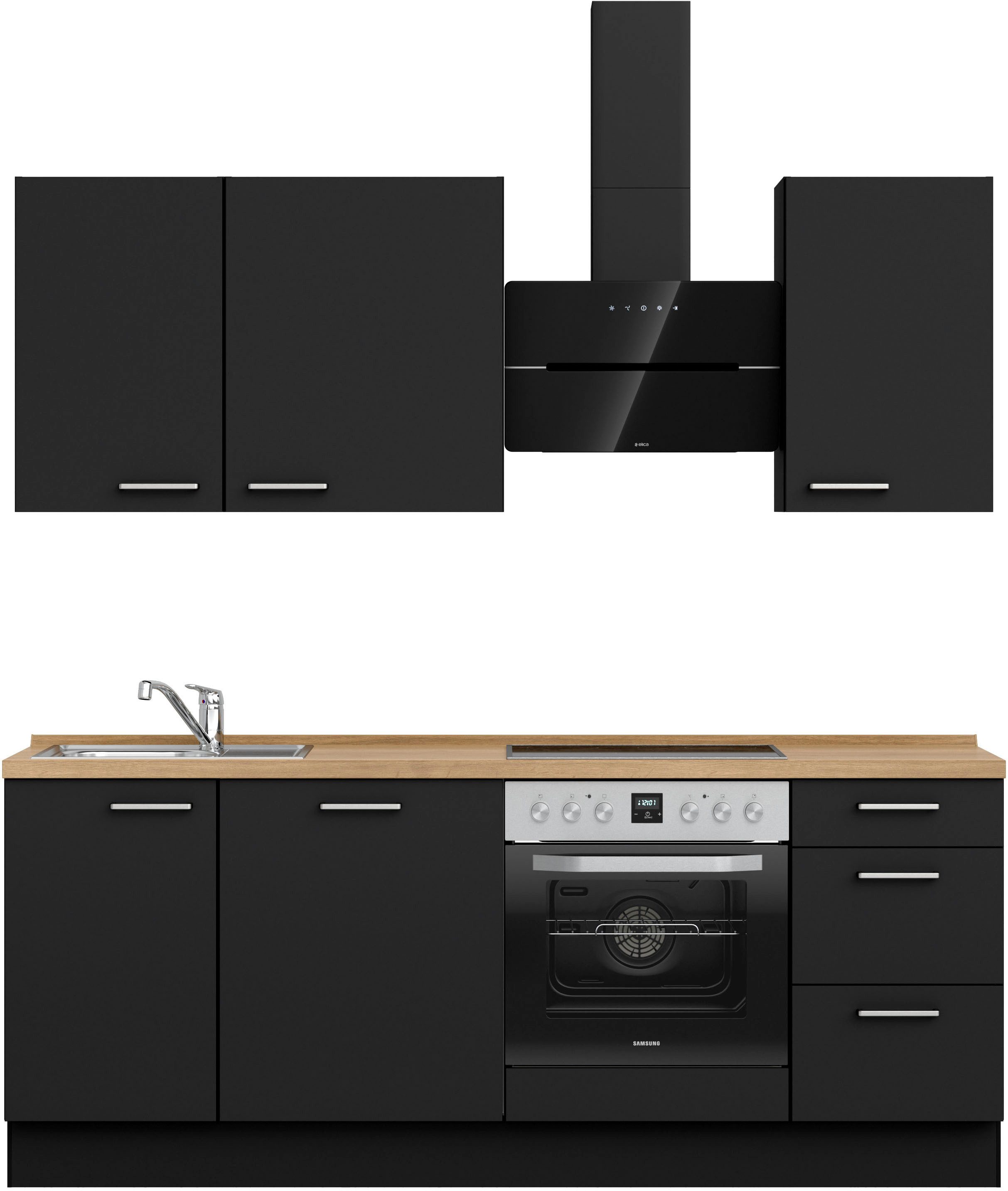 nobilia® Küchenzeile "Touch premium", vormontiert, Ausrichtung wählbar, Breite 210 cm, mit E-Geräten