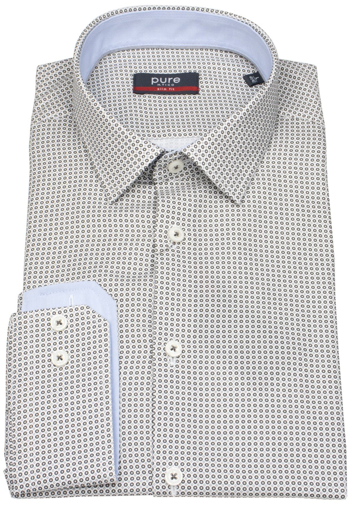 Pure Langarmhemd Slim Fit stark tailliert Kentkragen günstig online kaufen