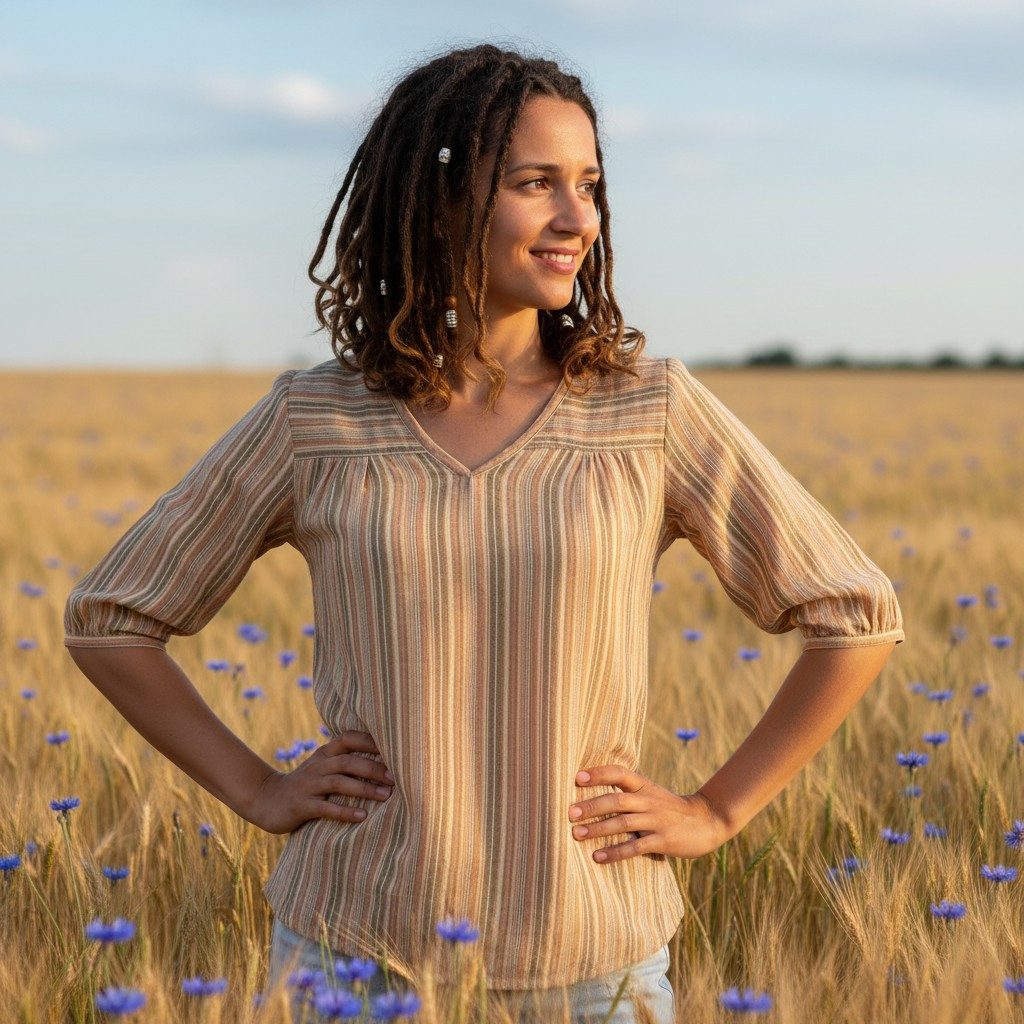 Guru-Shop Longbluse Leichte Baumwollbluse, gestreifte Boho.. alternative Be günstig online kaufen