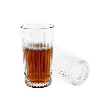 Almina Longdrinkglas Elisa 6 Tlg. Trinkgläser-Set Longdrinkgläser mit Riffle Design 300 ml