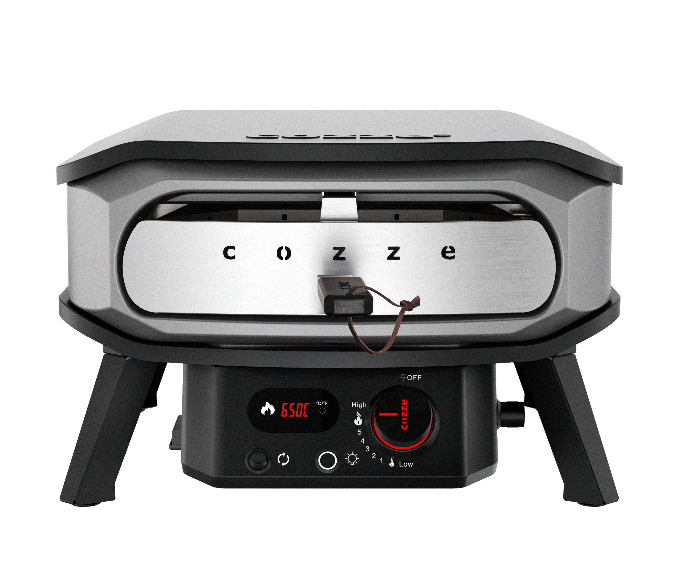 COZZE Pizzaofen Gas-Pizzaofen Premium Rotate 13", Ø 34.5 cm, Backtemperatur bis 500°C, mit großer Öffnung, Grillfläche 34.5 x 34.5 cm