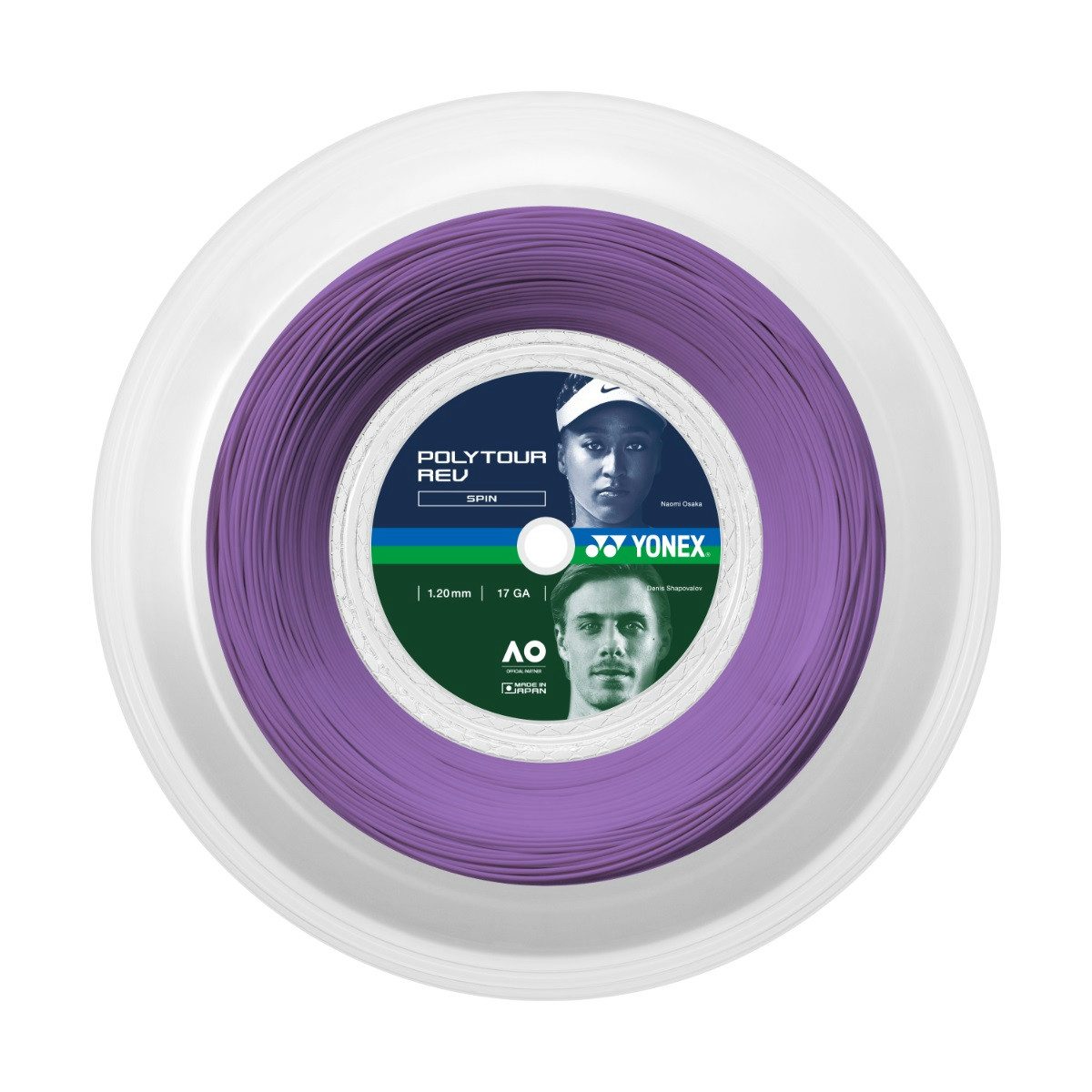 Yonex Tennissaite Poly Tour Rev (Polyester/achteckig) violett 200m Rolle, Saitendicke: 1.25