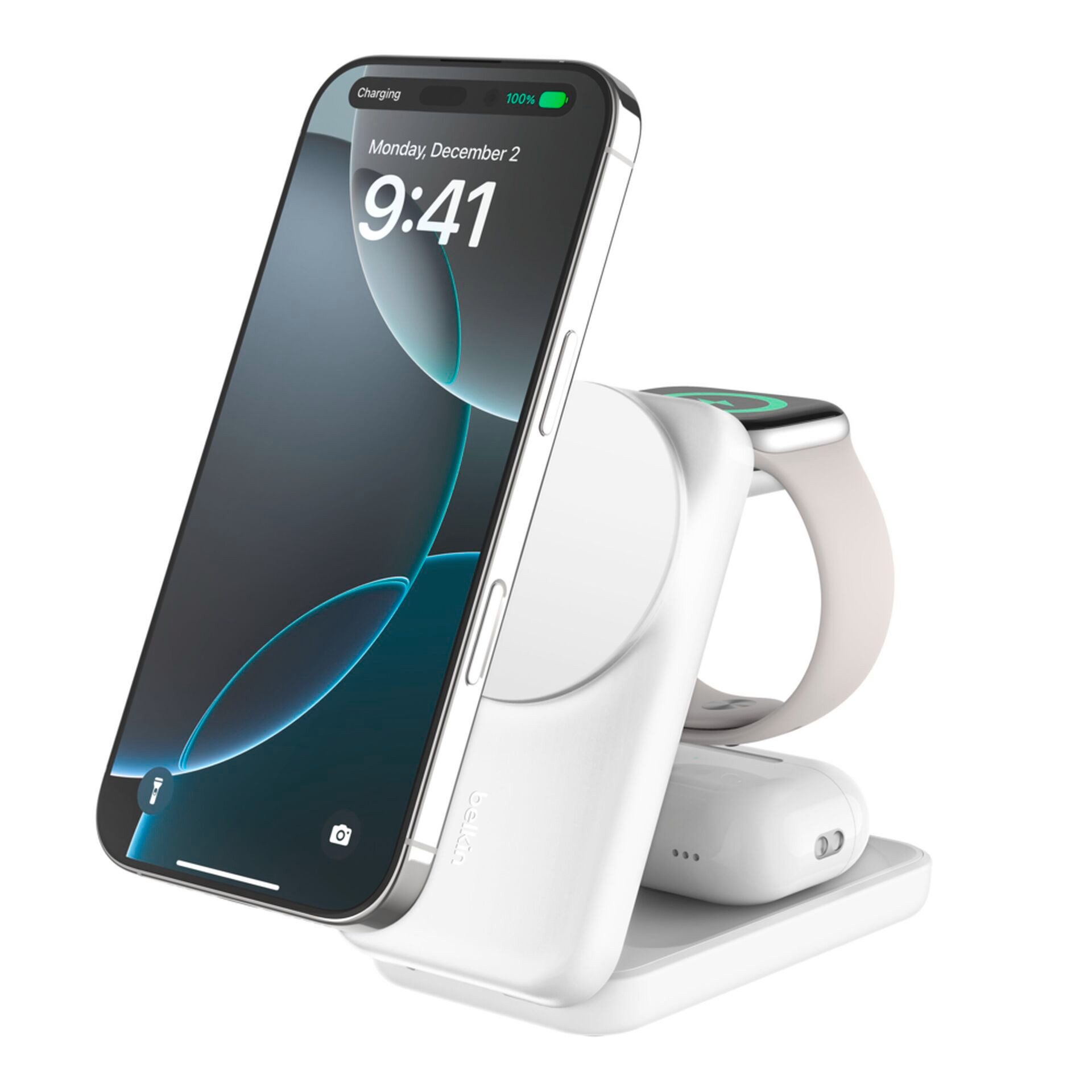 Belkin UltraCharge faltbare magnetische 3-in-1 Ladestation mit Qi2 (25 W) Wireless Charger