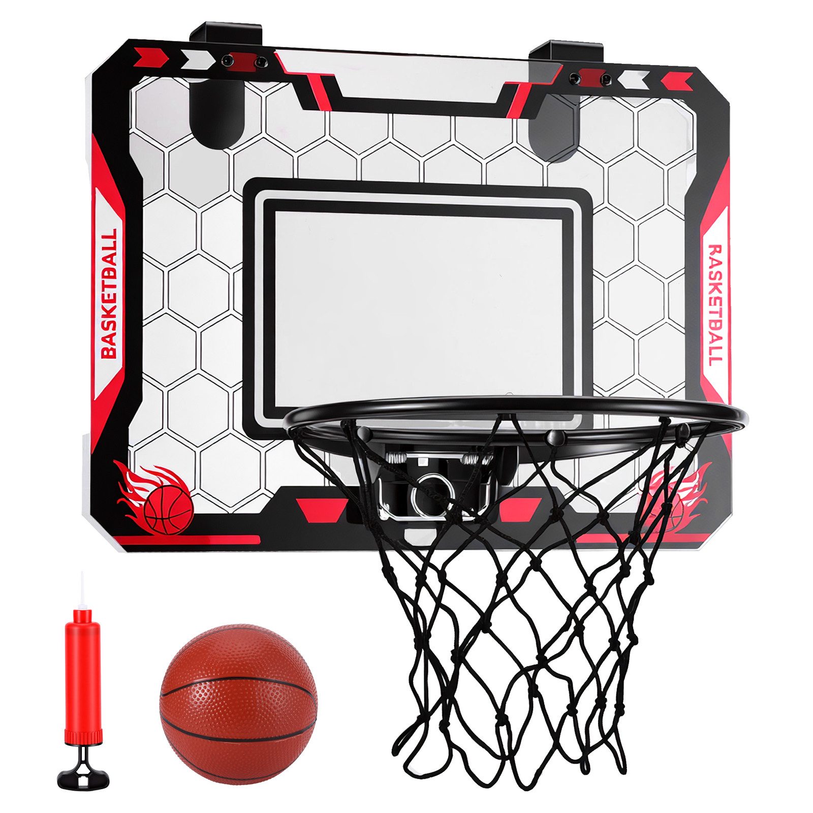 BlingBin Basketballkorb Indoor Kinder Basketball Set für Zimmer, mit Bällen und Luftpumpe (1er Set, 1-St., Mini-Basketballkorb 40 x 30 cm mit faltbarem Eisenring), Für Schlafzimmer/Büro/Außen/Pool, Basketball Spielzeug Geschenke