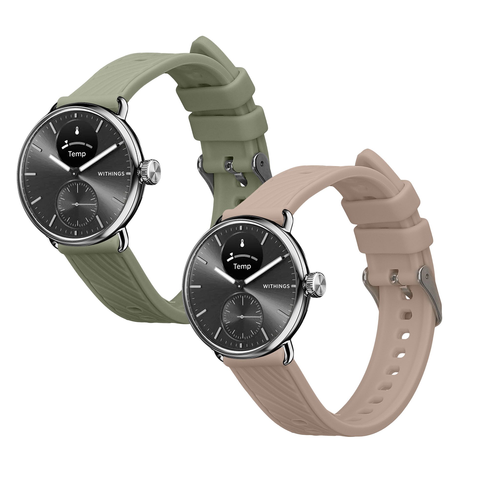 kwmobile Smartwatch-Armband 2x Uhrenarmband für Withings Scanwatch Light 37mm / Withings Scanwatch, Fitnesstracker Band Set aus TPU Silikon - Ersatzarmband Smartwatch