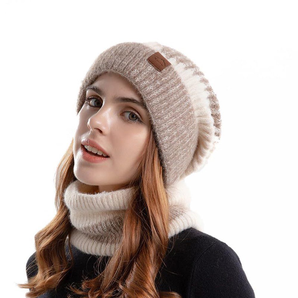 Cachito Mütze & Schal Herbst Winter Schal und Mütze Set 55-60CM Wintermütze Strickmütze mit Schal Damen Warme Mütze Beanie