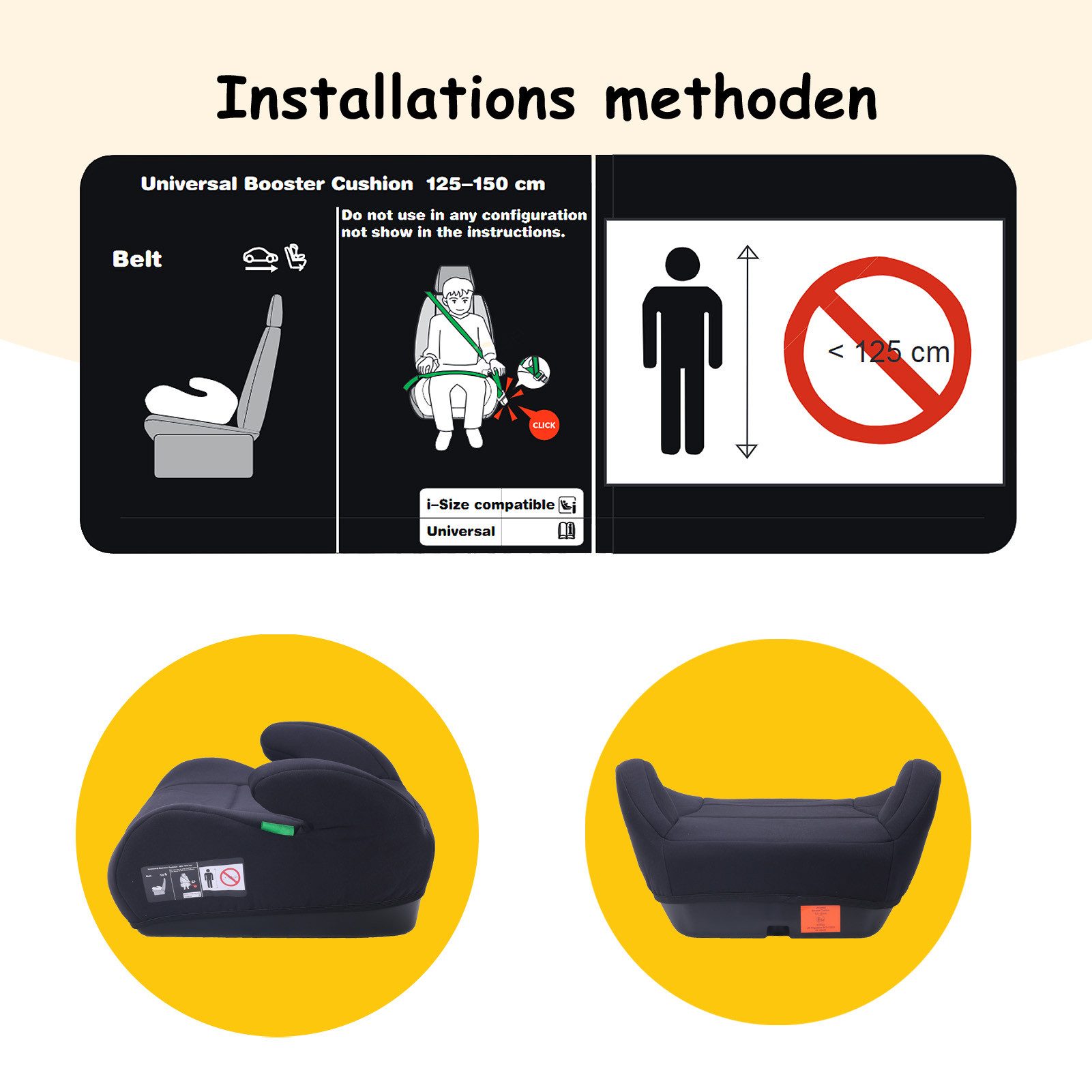 Yalion Kindersitzerhöhung Kindersitzerhöhung ECE R129/03 Sitzerhöhung für Kinder von 125–150 cm, ab: ca.6Jahren, bis: 10Jahren, (i-Size Autositz für Kinder Lila)