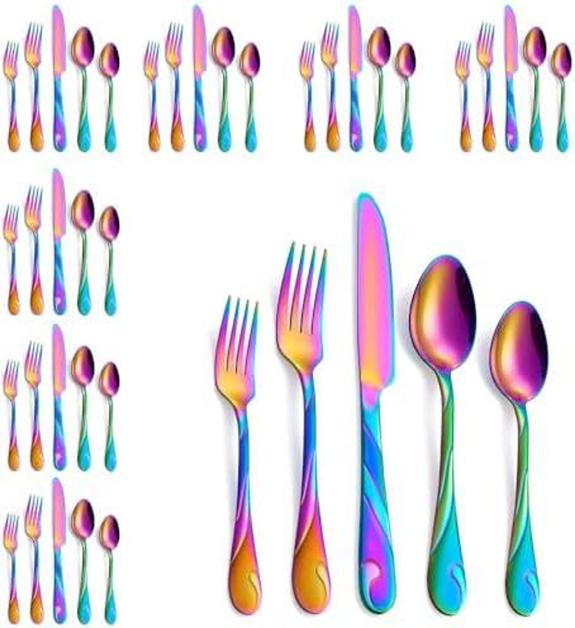 FELIXLEO Besteck-Set Regenbogen Besteckset 40 Teilig Edelstahl Besteck Set 8 Personen