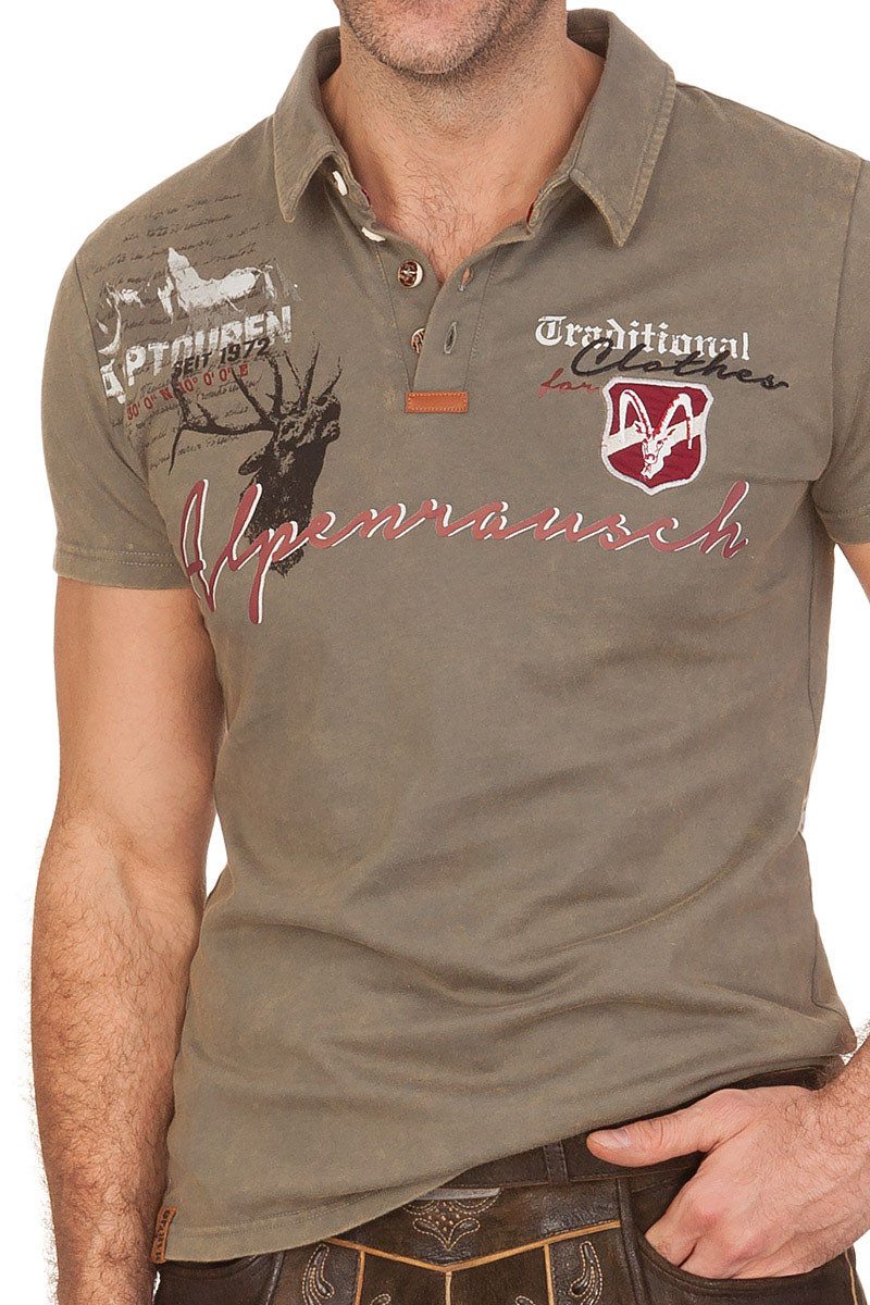 MarJo Trachtenshirt Trachtenshirt Herren - ALPENRAUSCH - blau, khaki