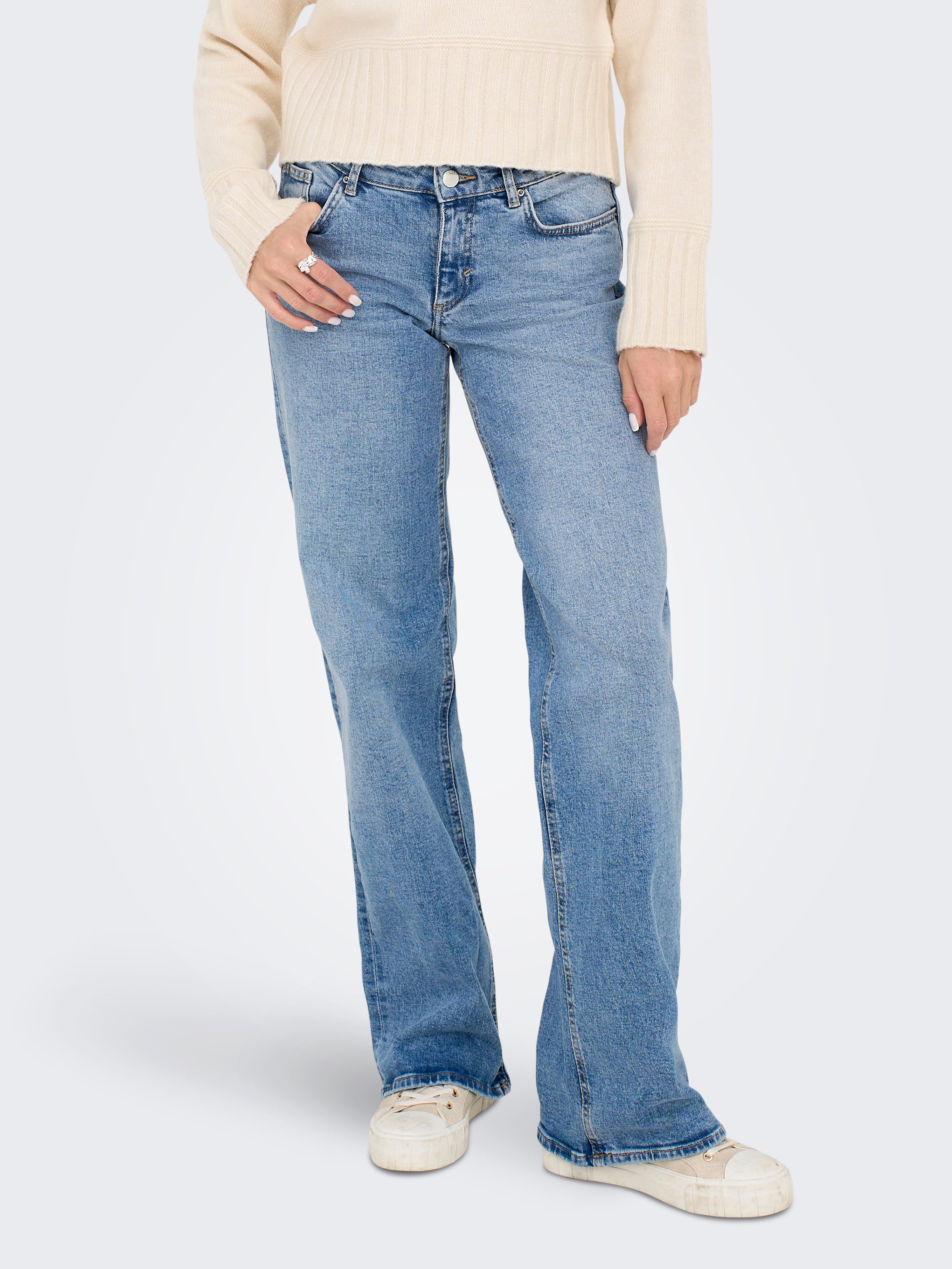 ONLY Low-rise-Jeans ONLJUICY LW WIDE LEG DNM REA365 NOOS Baumwollmischung, wide fit