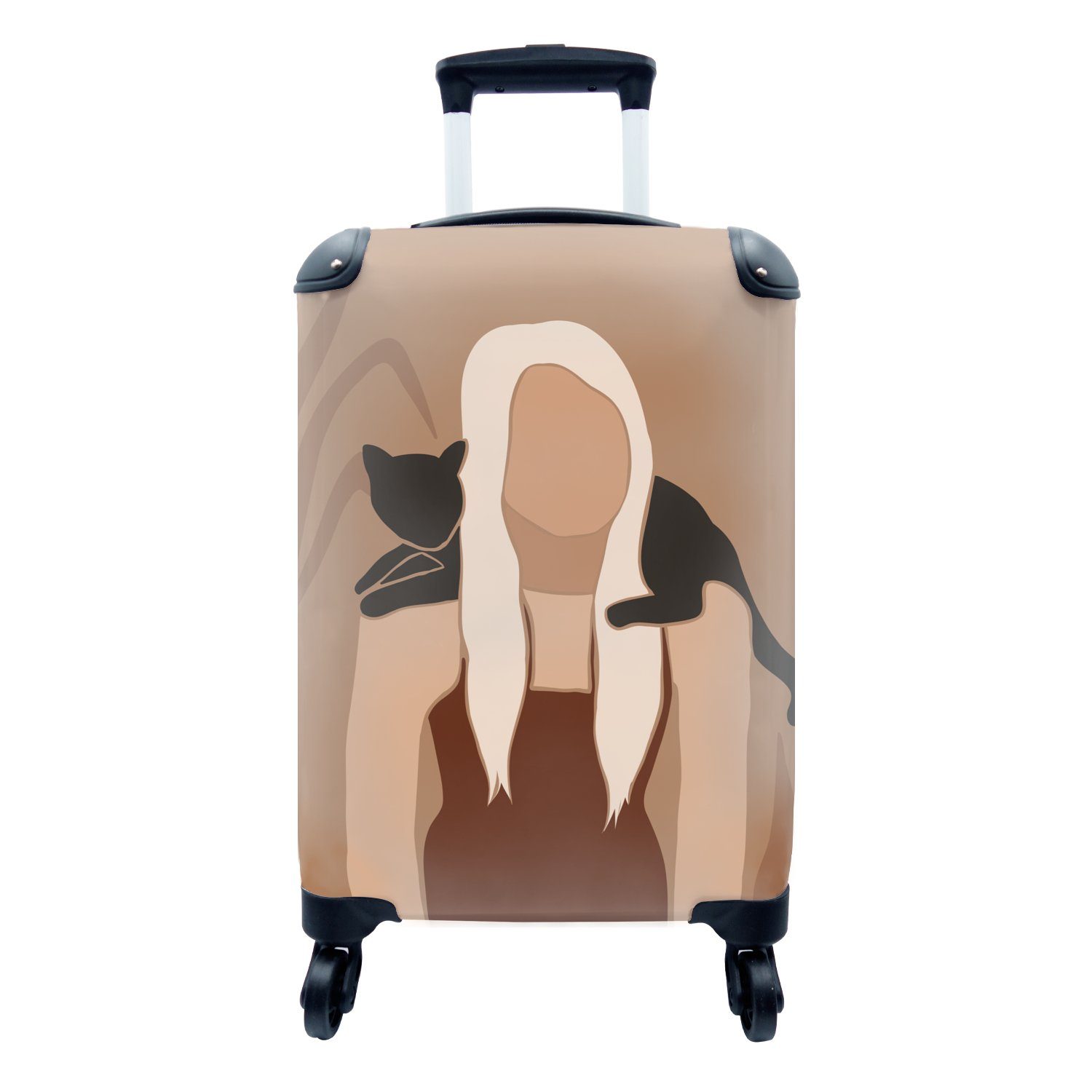 Pastell, Katzen - Reisetasche rollen, - Minimalismus MuchoWow Reisekoffer Handgepäck mit Trolley, Rollen, für 4 Handgepäckkoffer Ferien, Mädchen -