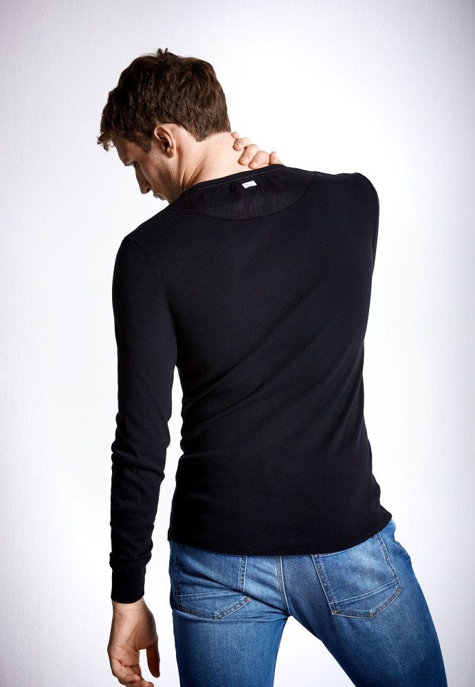 Schiesser Langarmshirt Freizeit Revival Karl-Heinz schwarz Herren günstig online kaufen