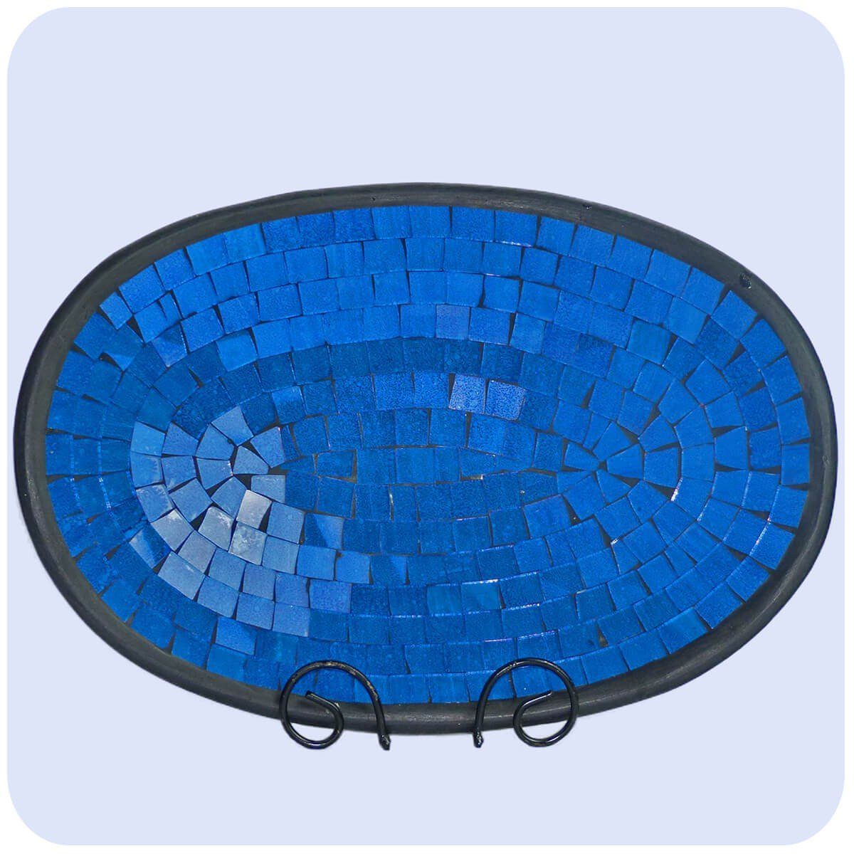 SIMANDRA Dekoschale Glas-Mosaikschale Tonschale oval XL Blau