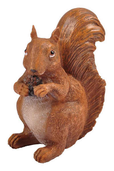 BURI Gartenfigur Eichhörnchen mit Zapfen Dekofigur Tierfigur Gartenfigur Gartendeko Her