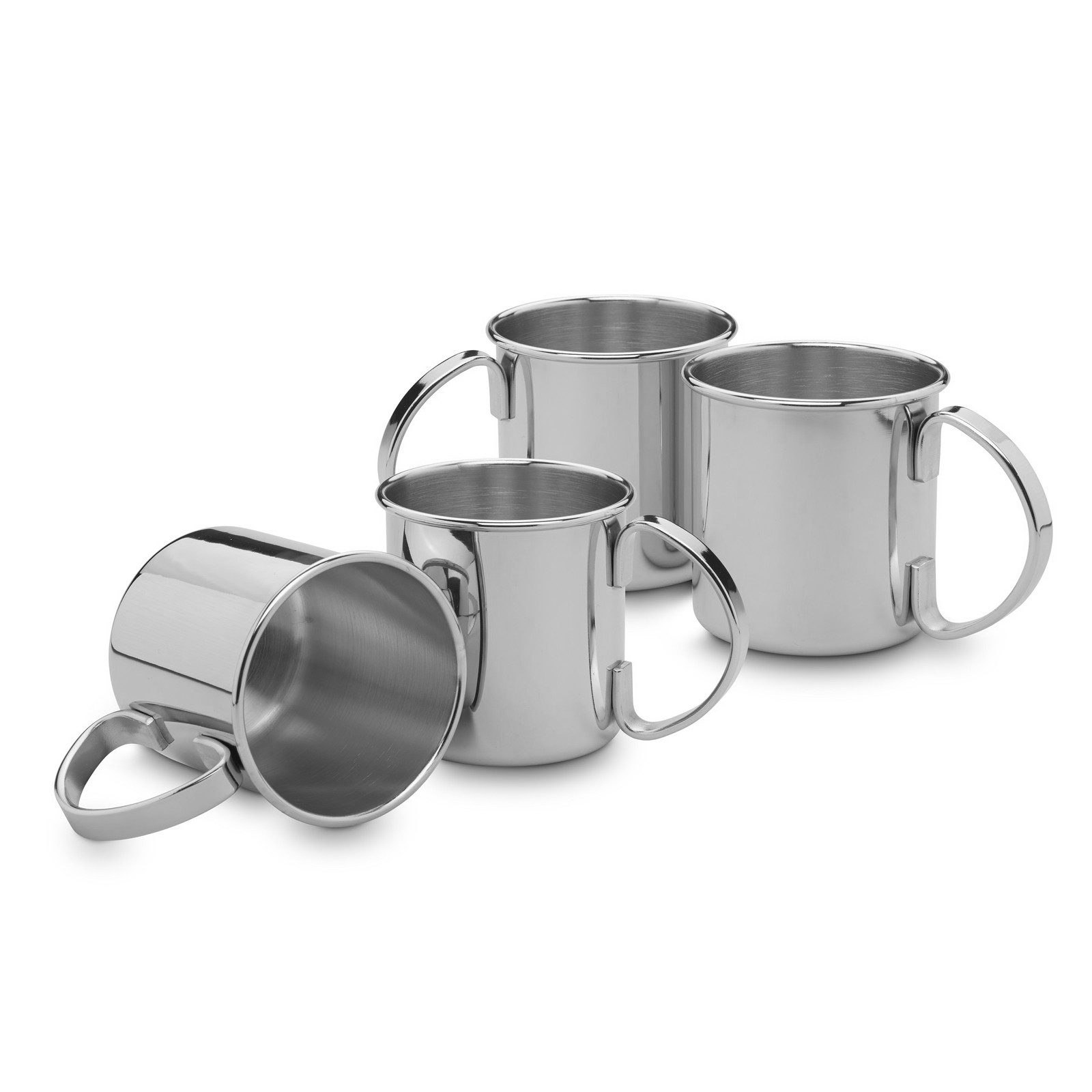 ECHTWERK Cocktailglas Kupferbecher-Set, Cocktailgläser, 4-tlg., Edelstahl, Bruchsichere Edelstahl-Gläser, Cocktail-Set, Geschenkset, Silber 0,48l