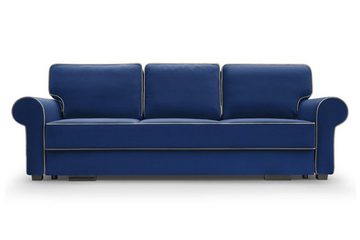 Beautysofa 3-Sitzer BELLO, in Retro-Stil, Bettkasten, Wellenfedern, für Wohnzimmer, Dreisitzer Sofa aus Veloursstoff, inklusive Schlaffunktion