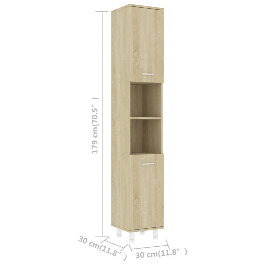 vidaXL Badezimmer-Set Badezimmerschrank Eiche (1-St) Sonoma-Eiche 30x30x179 Holzwerkstoff, Sonoma cm