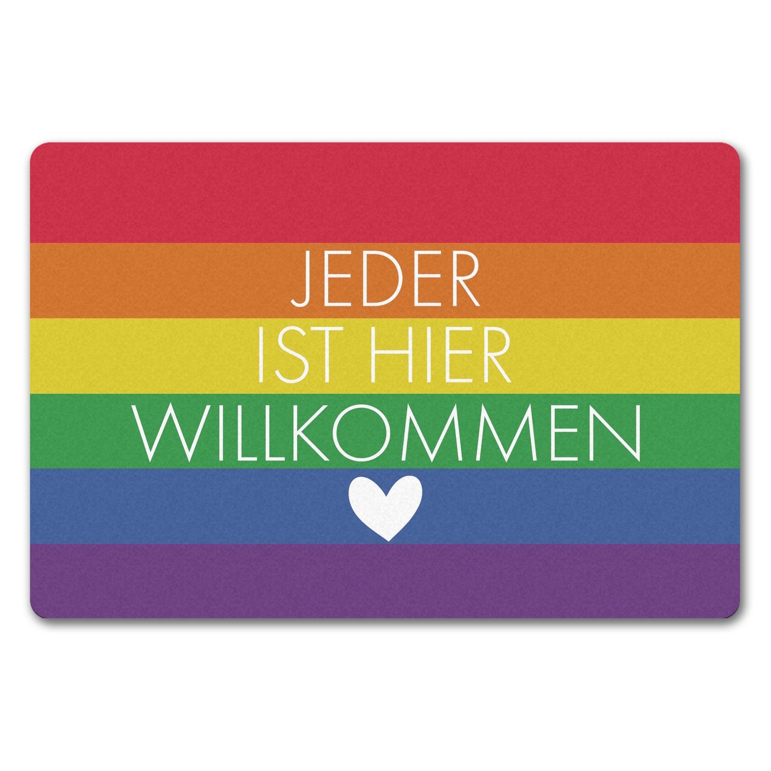 Fußmatte Jeder ist hier willkommen Fußmatte in 40x60 cm ohne Rand mit