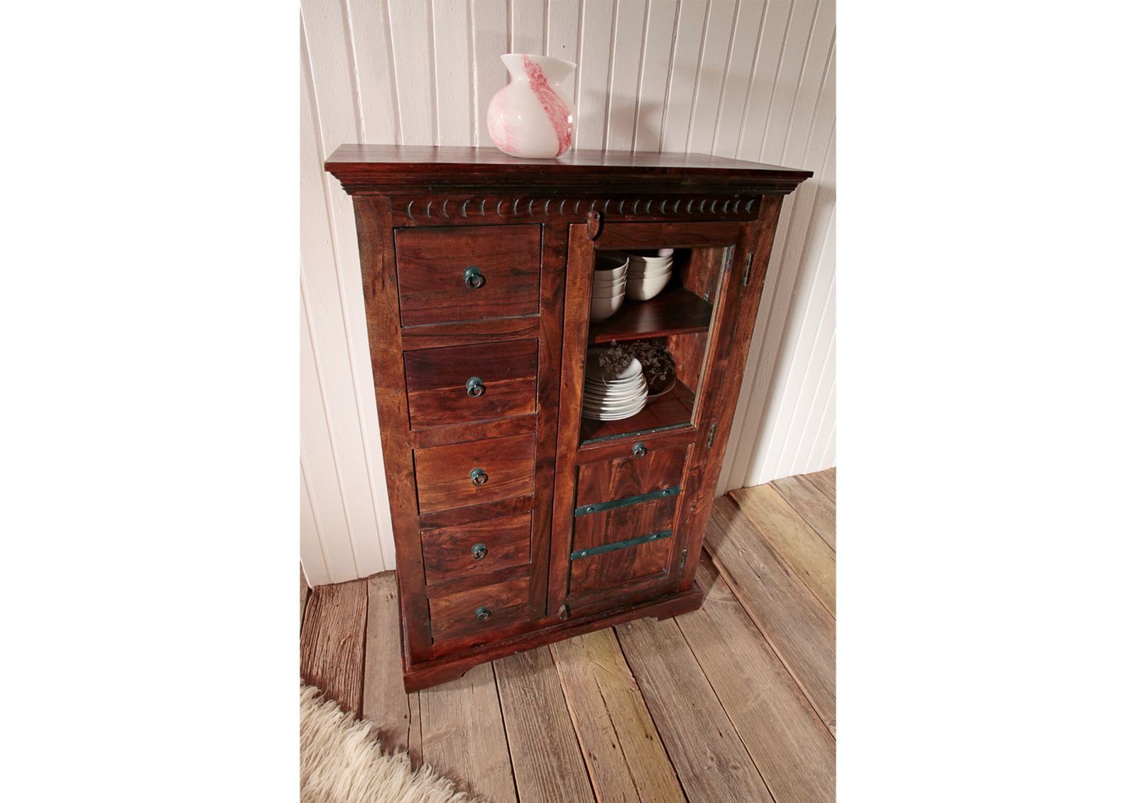 Massivmoebel24 Standvitrine #417 (Vitrine Akazie 95x45x147 günstig online kaufen