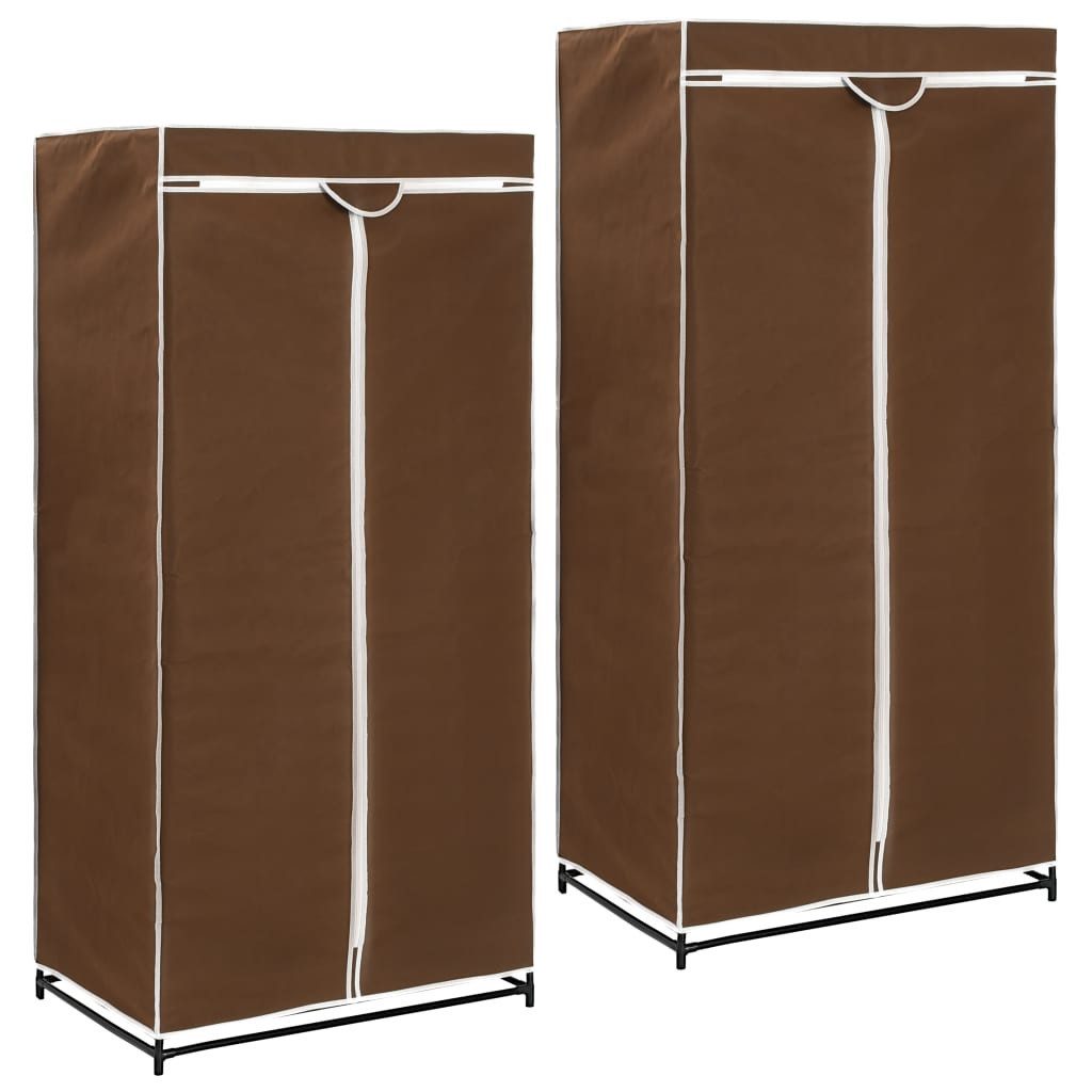 Kleiderschrank NA Kleiderschränke Stoffschrank 2 Stk Braun 75x50x160 cm