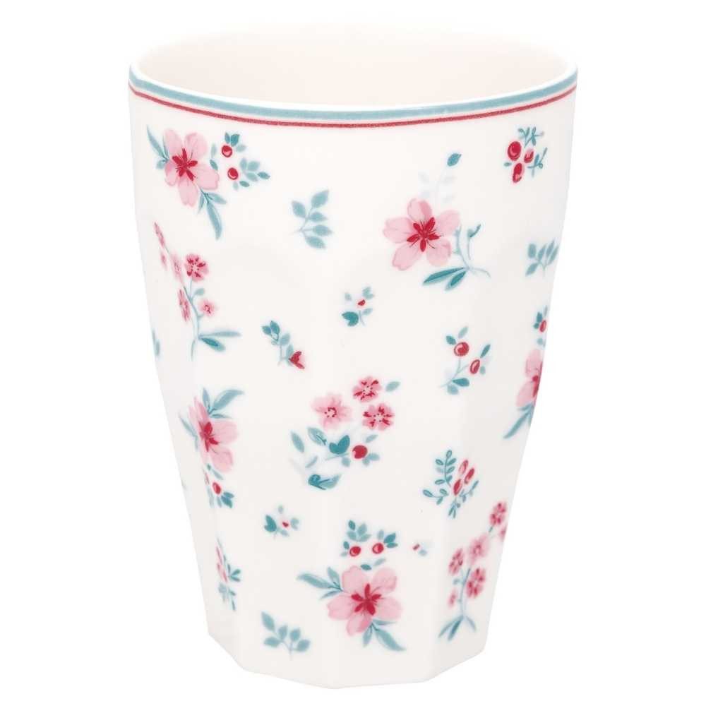 Greengate Becher Greengate FRENCH Latte Cup SILA Weiß mit Blumen